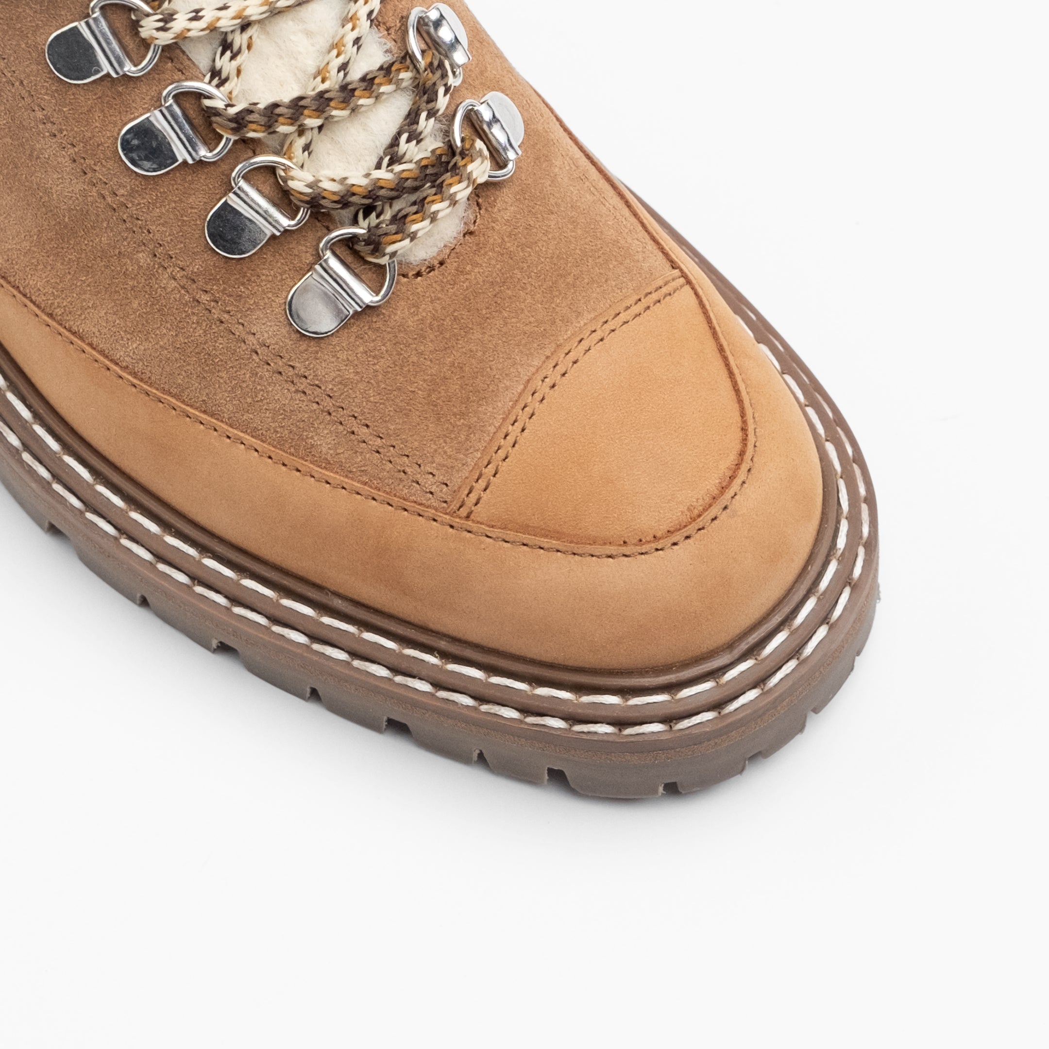 Walk London Women's Marina Knitted Collar Hiking Boot in Tan Suede