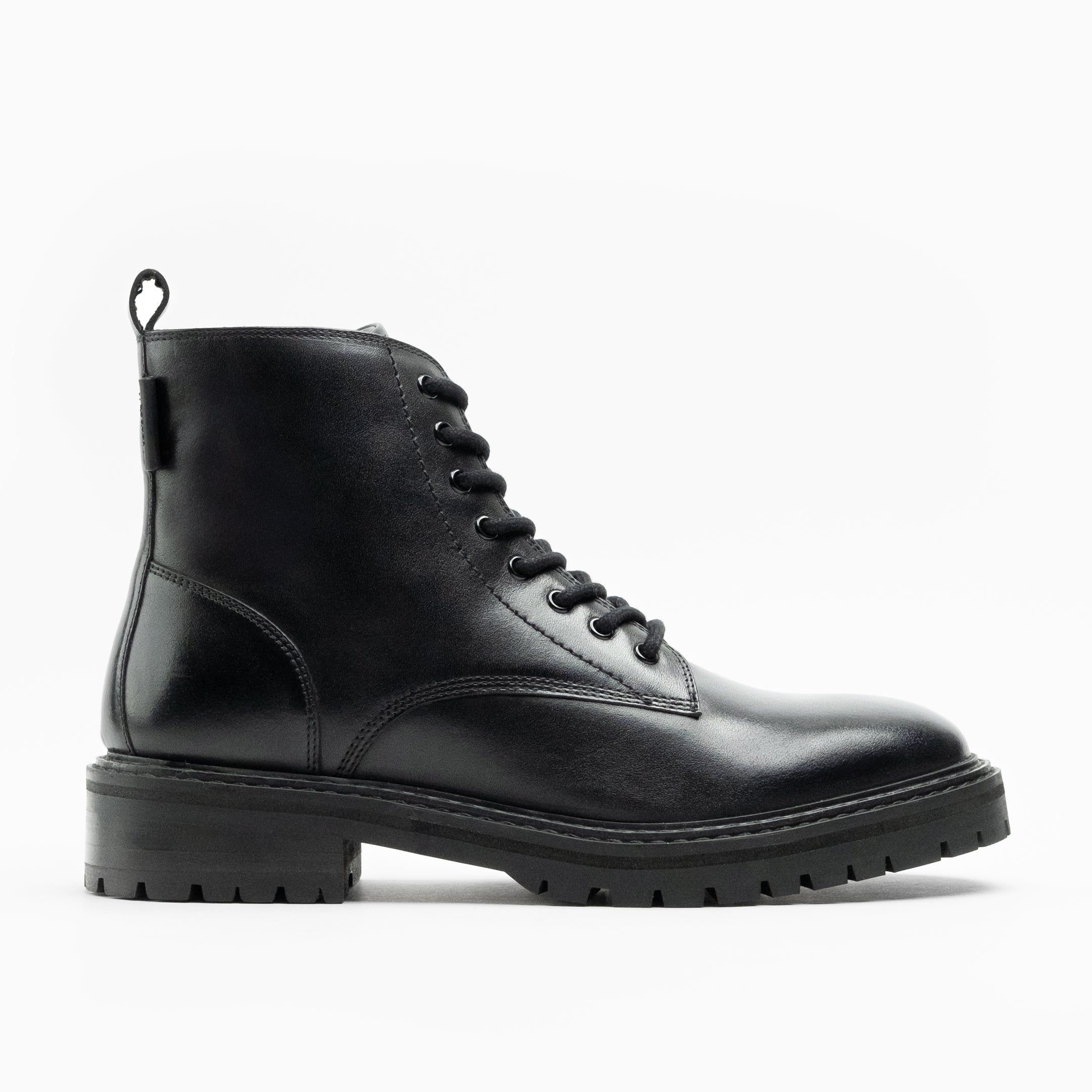 Walk London Mens Marino Lace Boot in Black Leather