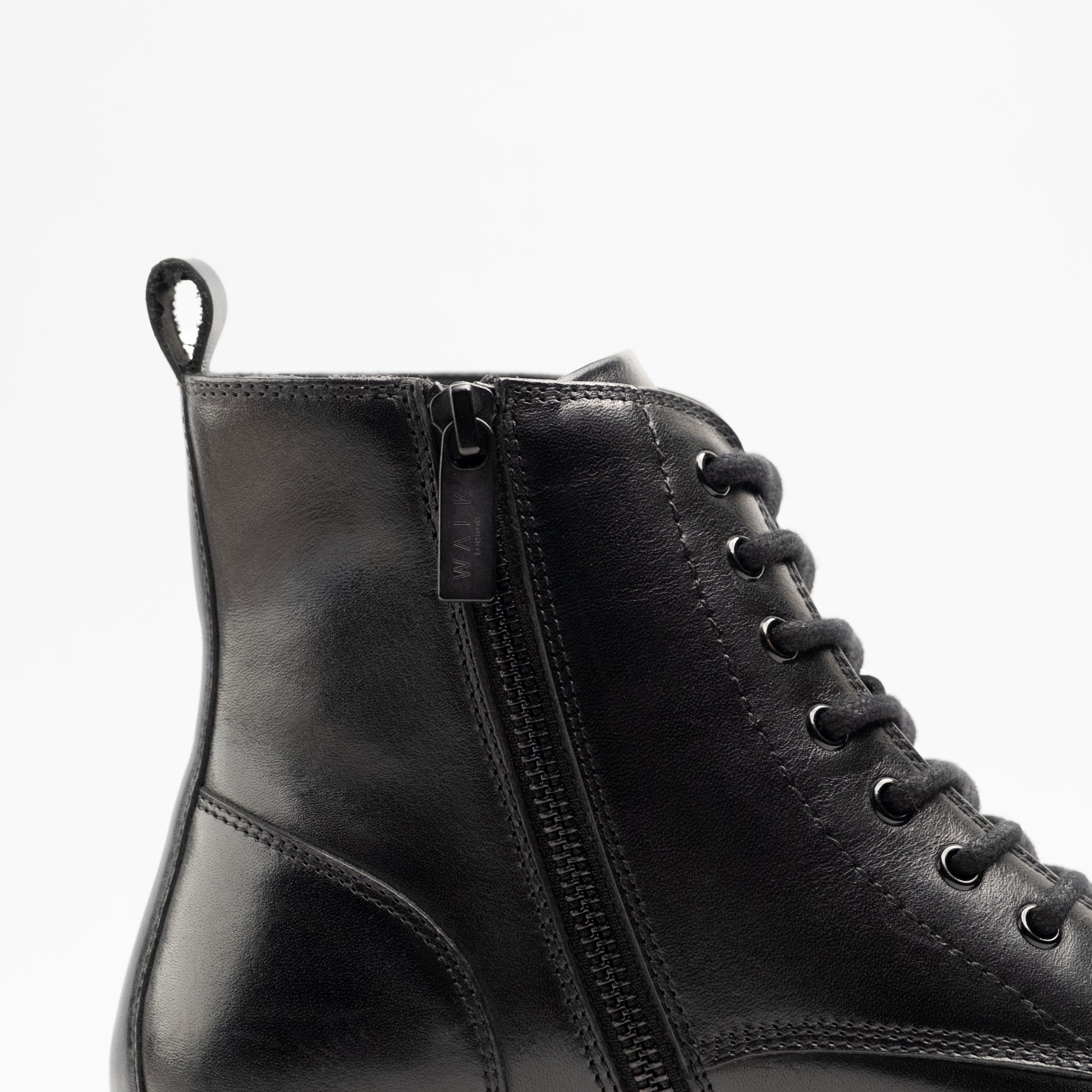 Walk London Mens Marino Lace Boot in Black Leather
