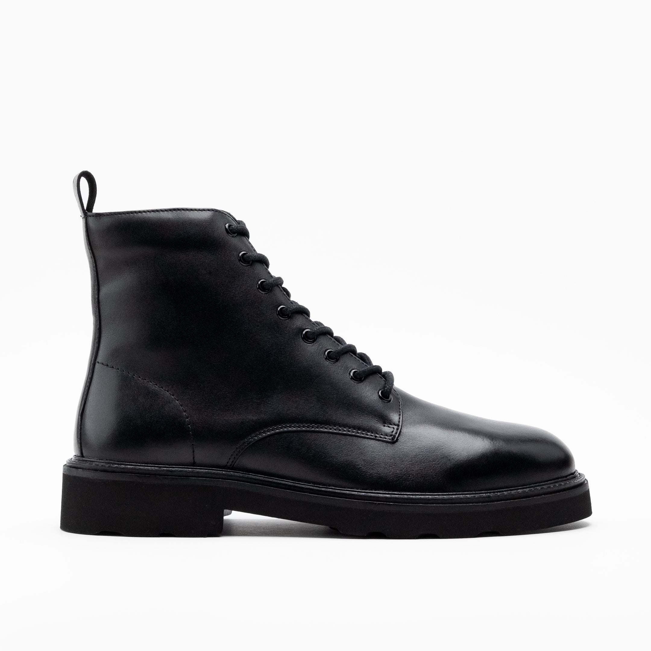 Walk London Mens Max Lace Boot in Black Leather