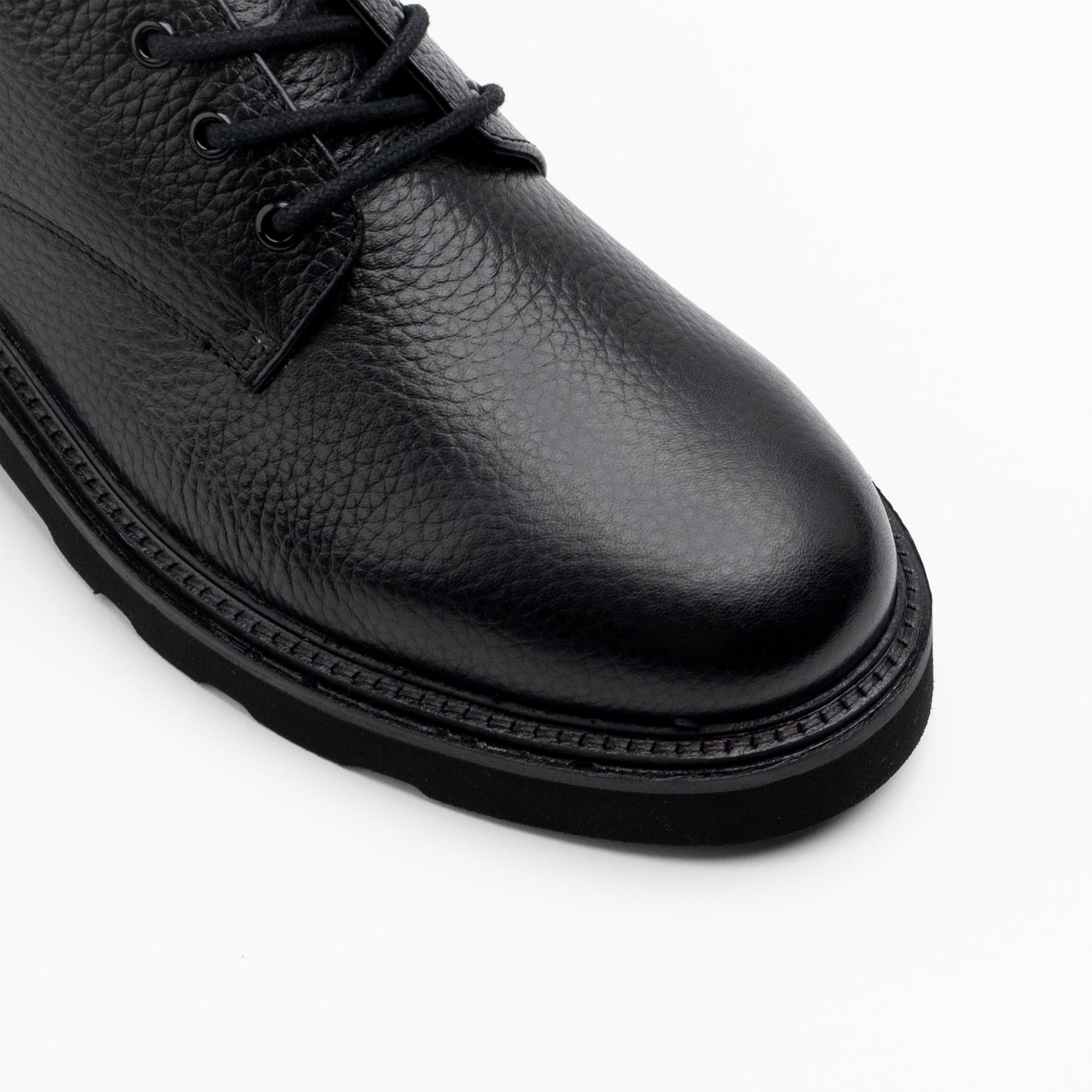 Walk London Mens Max Lace Boot in Black Grain Leather