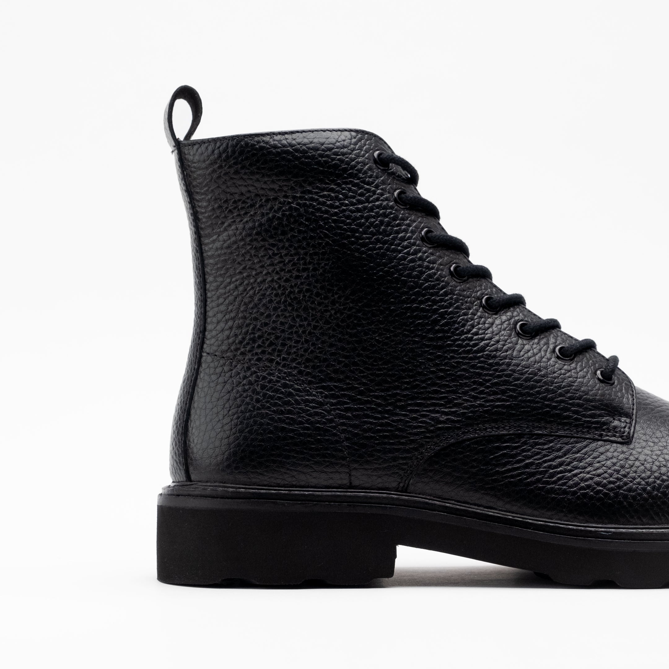 Walk London Mens Max Lace Boot in Black Grain Leather