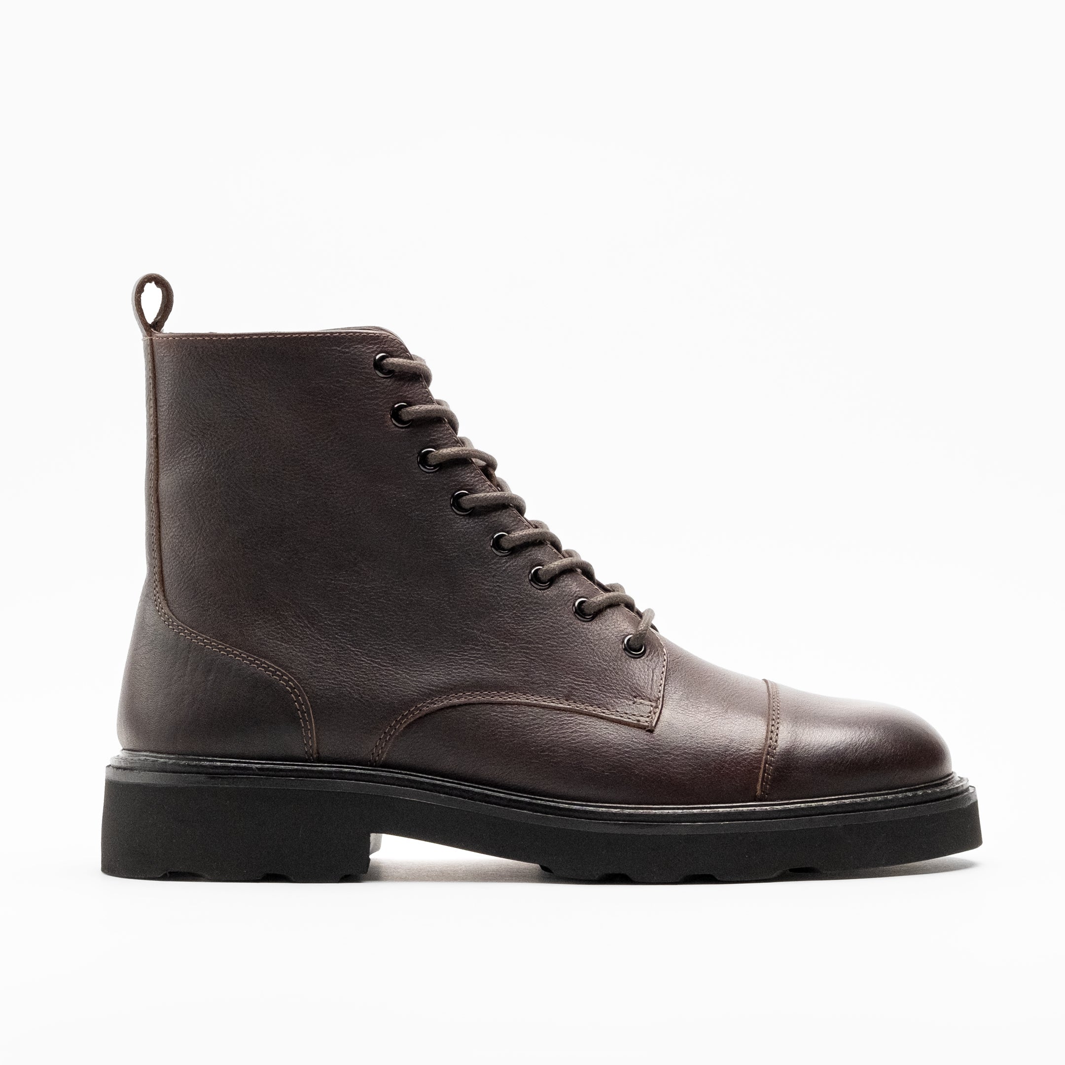 Walk London Mens - Max Toe Cap Boot - Brown Leather