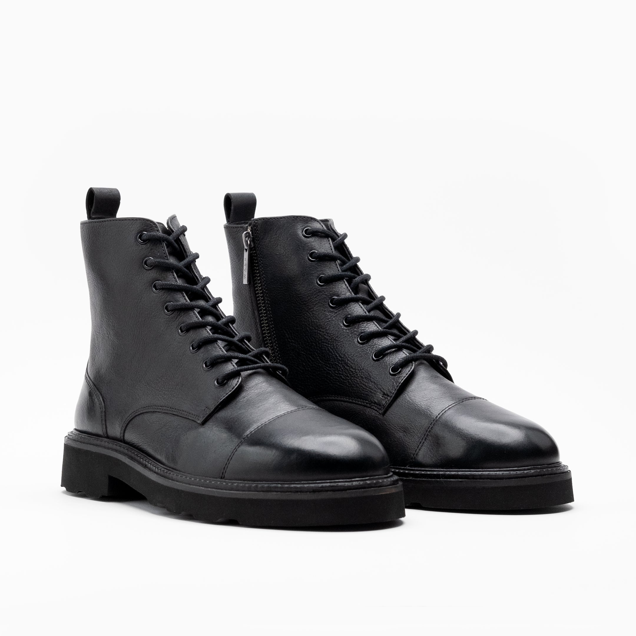 Walk London Mens - Max Toe Cap Boot - Black Leather