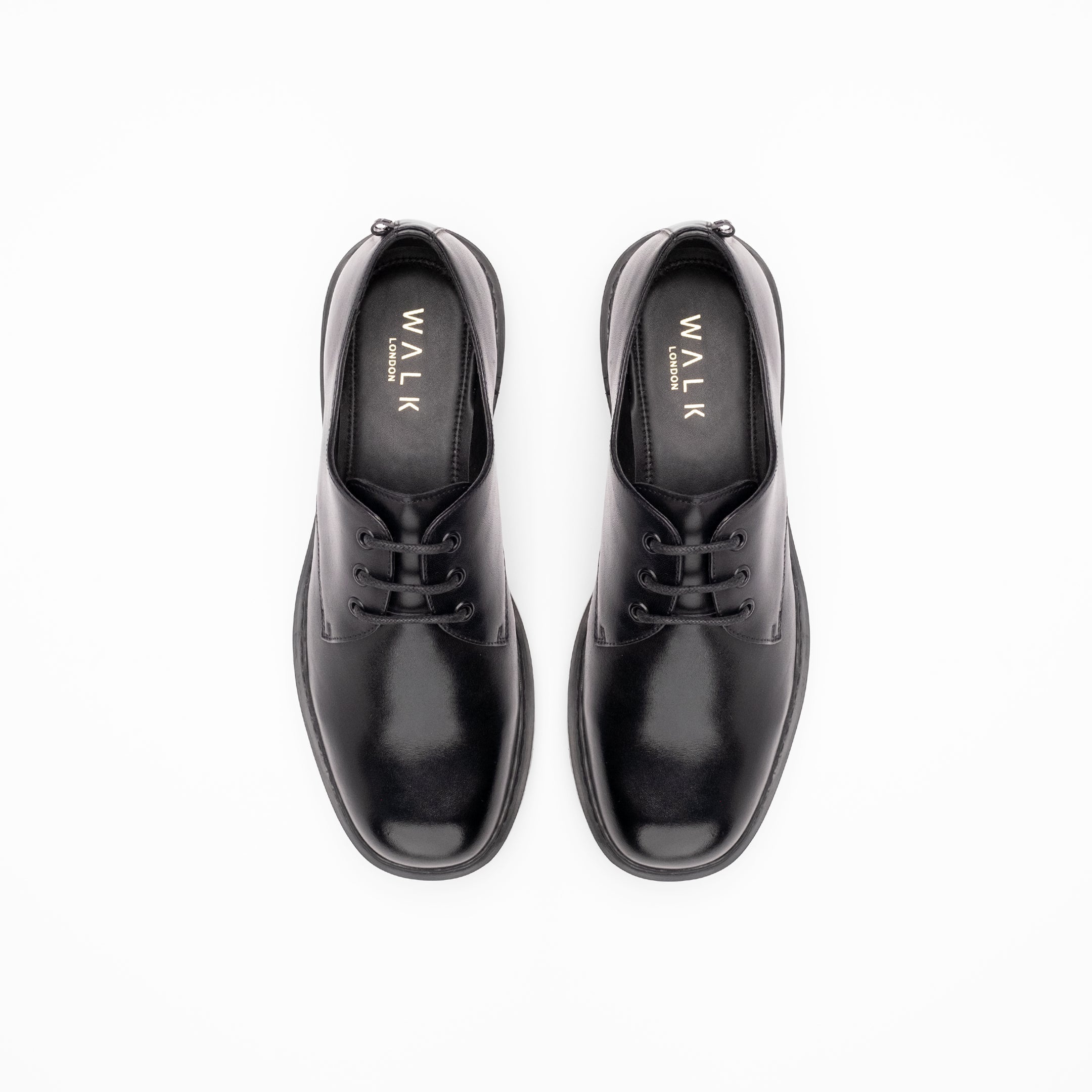 Walk London Mens Milano Derby Shoe in Black Leather