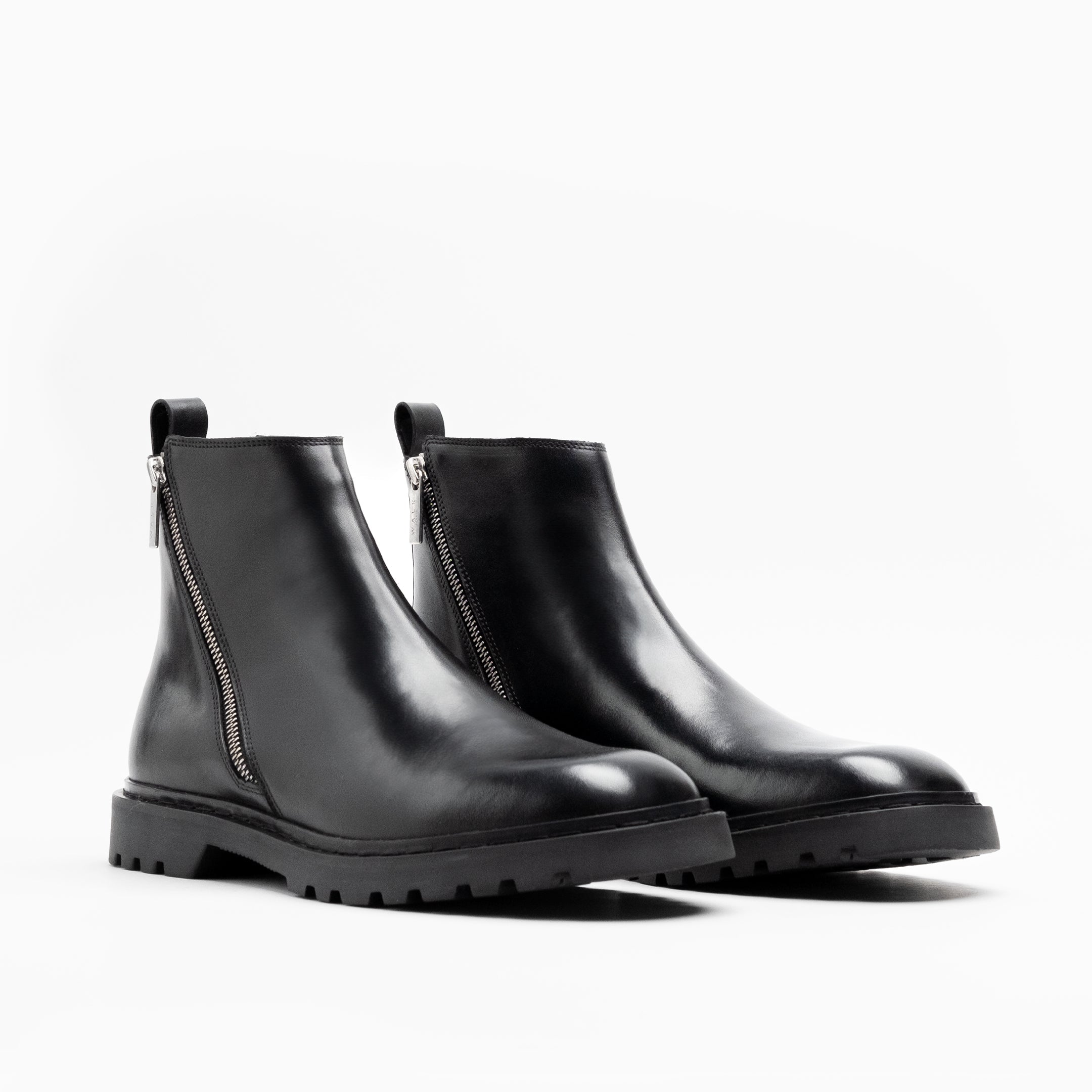 Walk London Mens - Milano Zip Boot - Black Leather