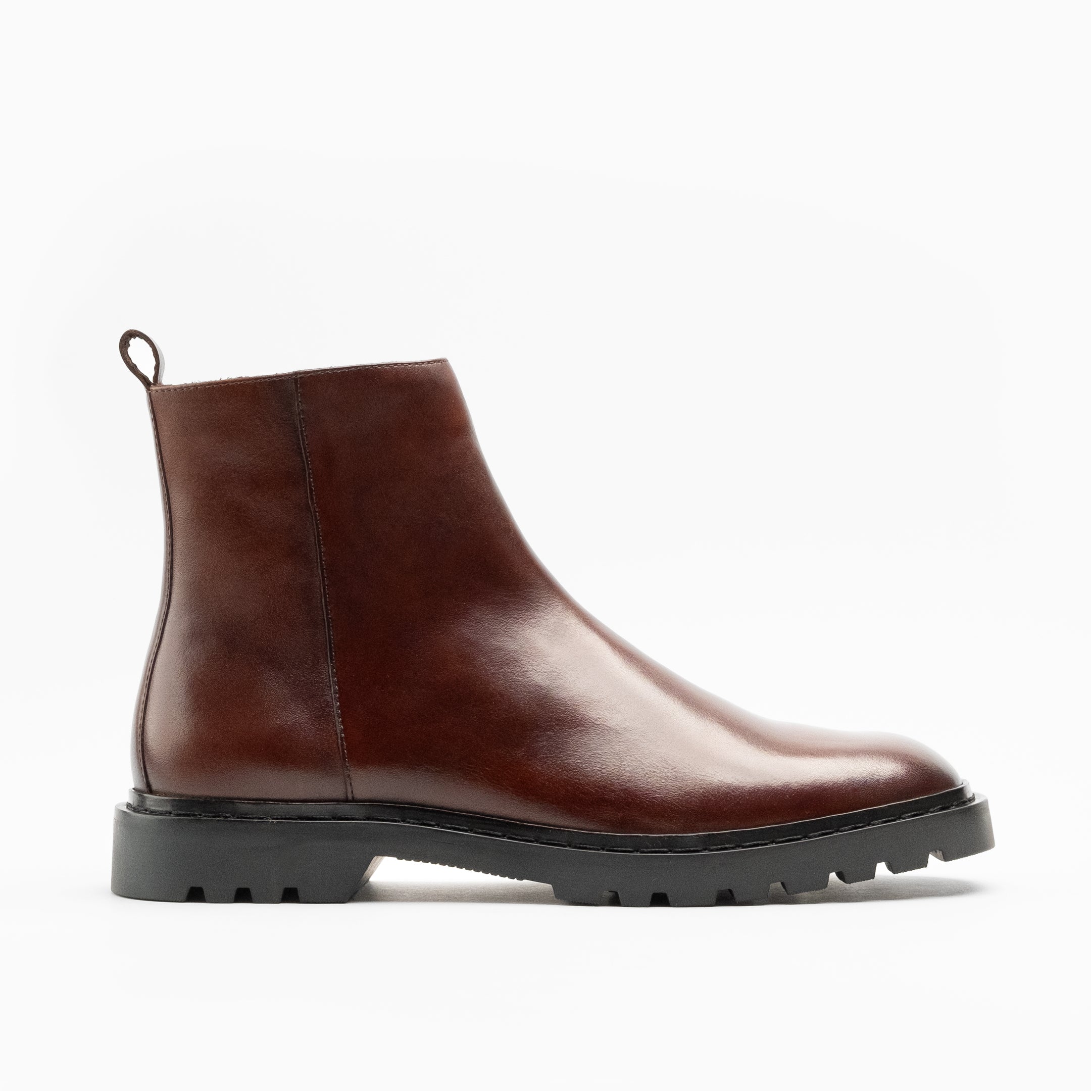 Walk London Mens - Milano Inside Zip Boot - Brown Leather