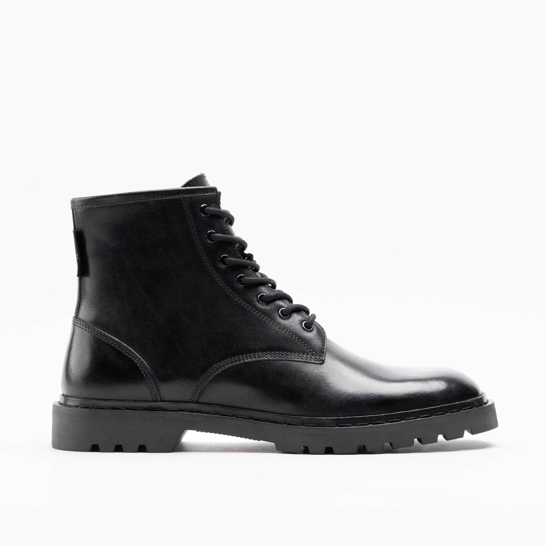 Walk London Mens - Milano Lace Boot - Black Leather