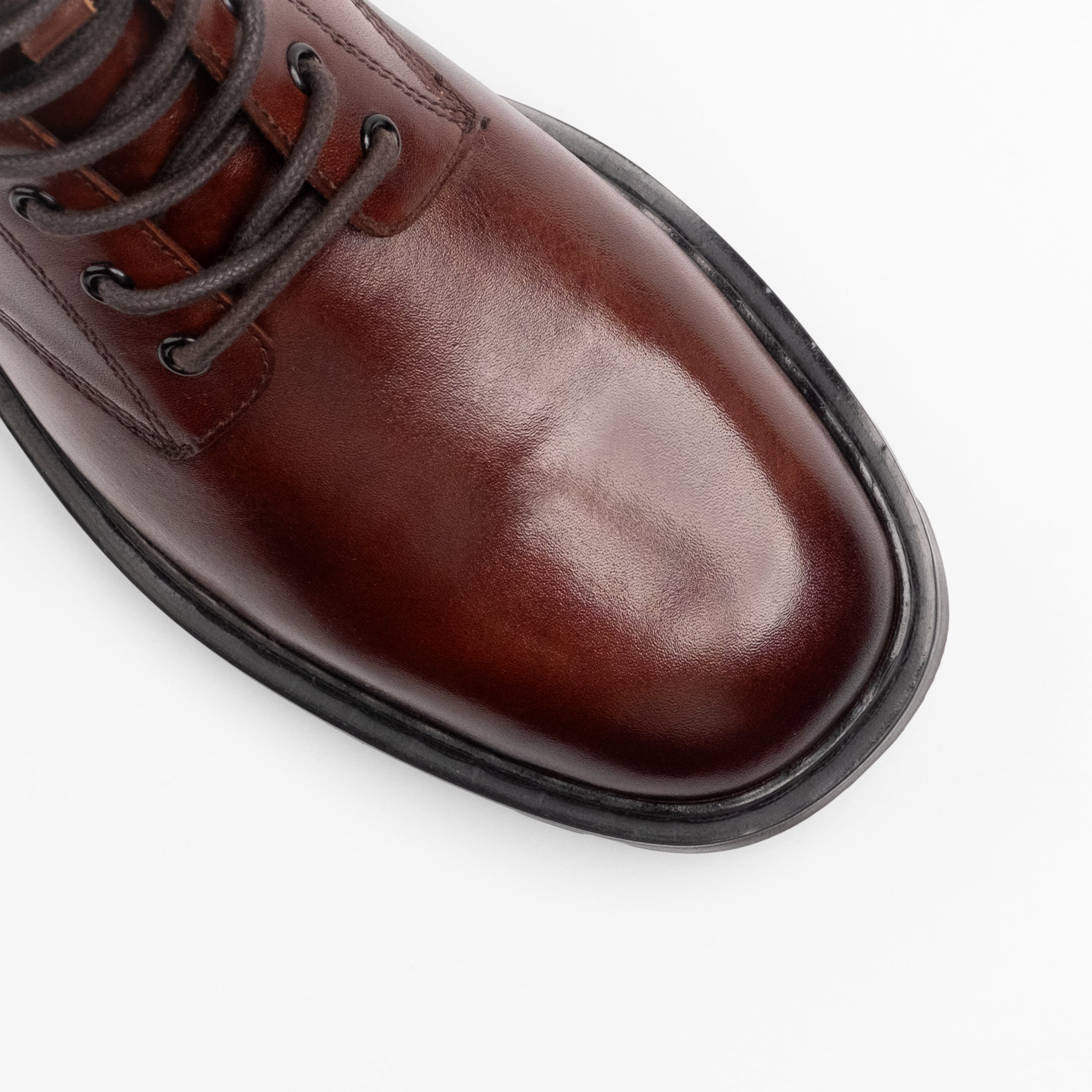 Walk London Mens - Milano Lace Boot - Brown Leather