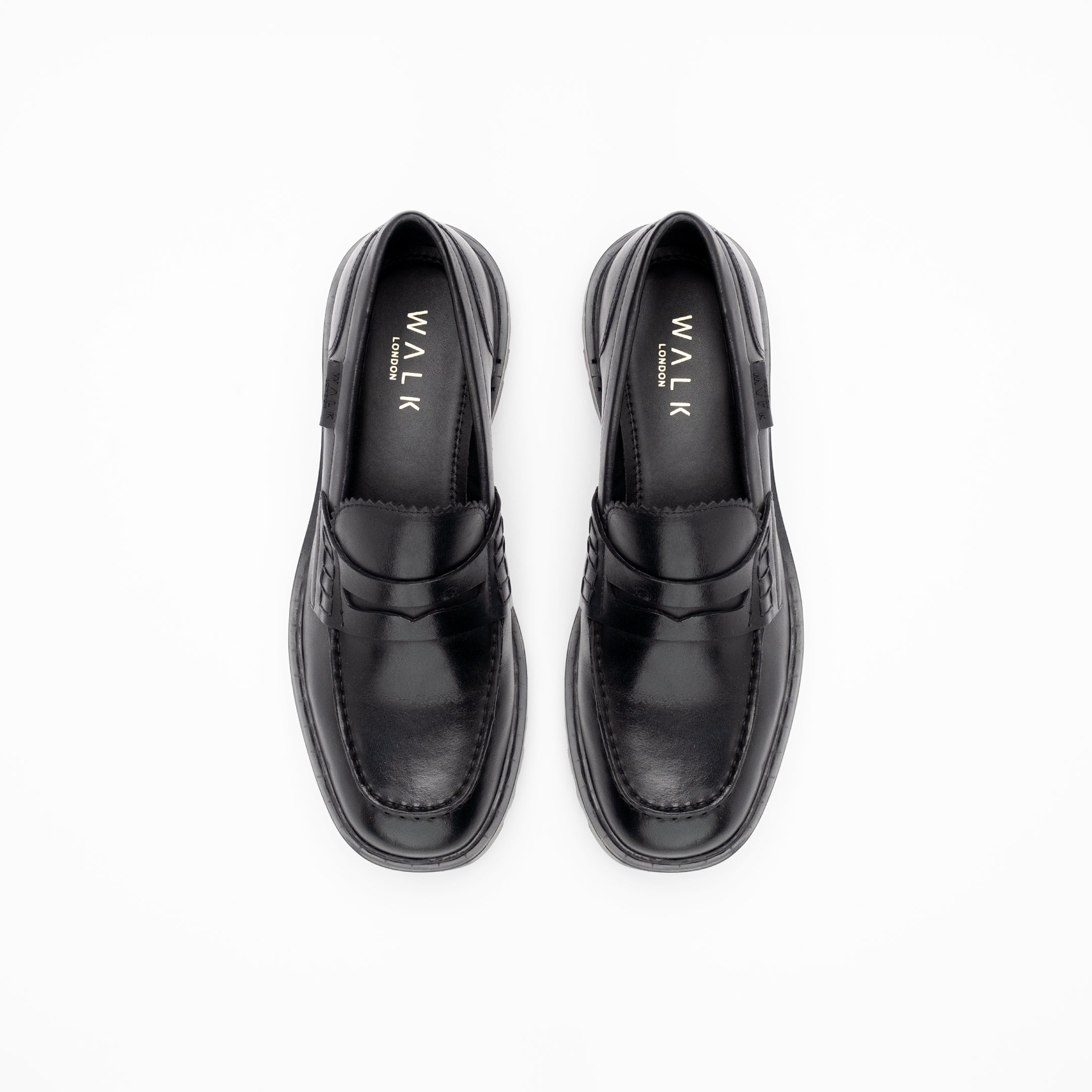 Walk London Mens - Milano Saddle Loafer - Black Leather
