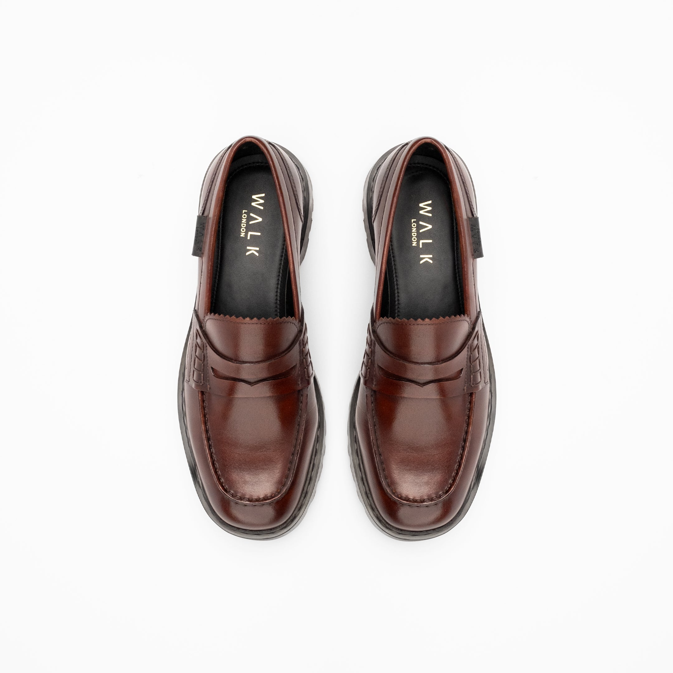 Walk London Mens - Milano Saddle Loafer - Brown Leather