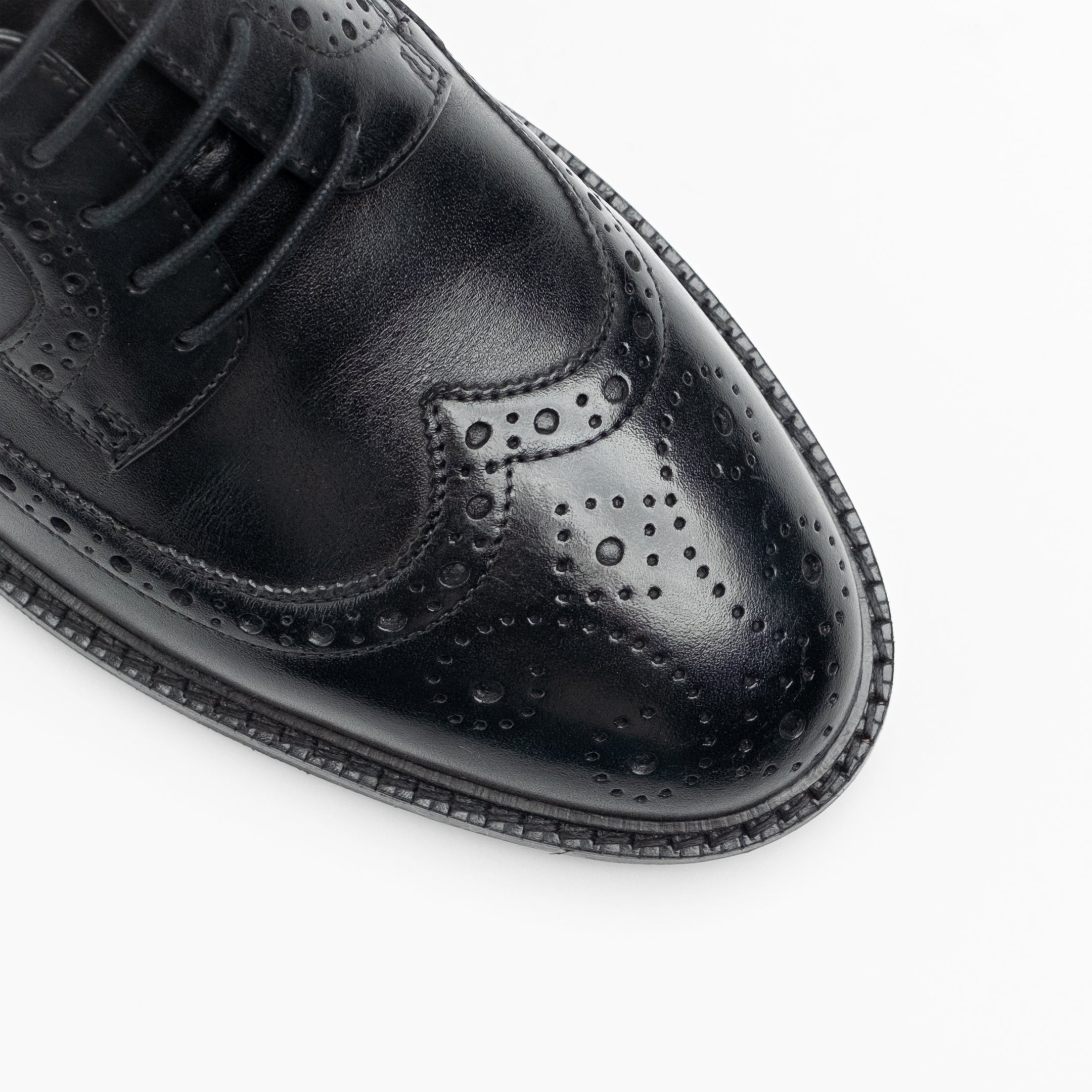 Walk London Mens - Oliver Brogue Shoe - Black Leather