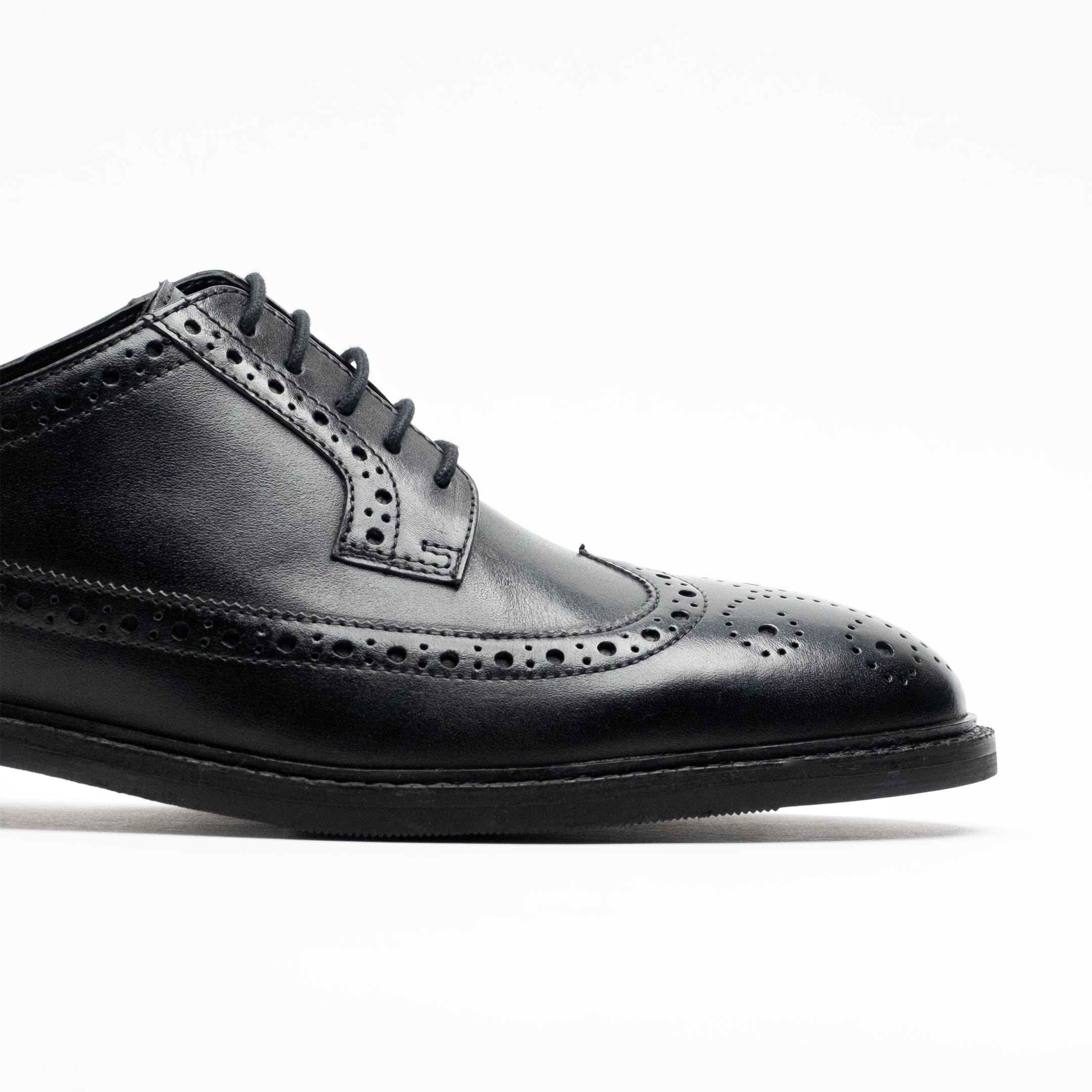 Walk London Mens - Oliver Brogue Shoe - Black Leather