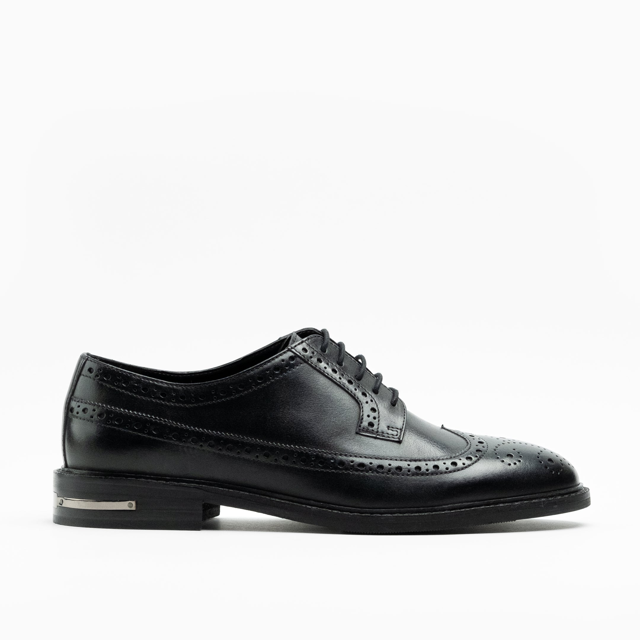 Walk London Mens - Oliver Brogue Shoe - Black Leather