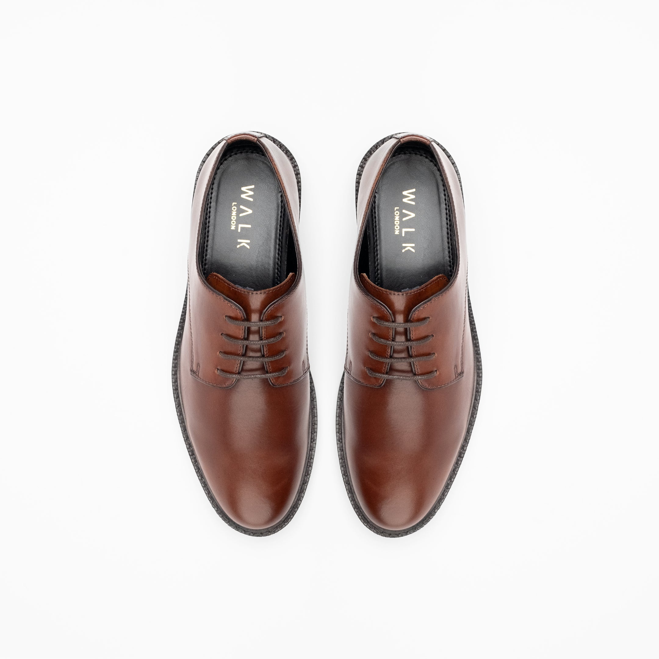 Walk London Mens Oliver Derby Shoe in Brown Leather
