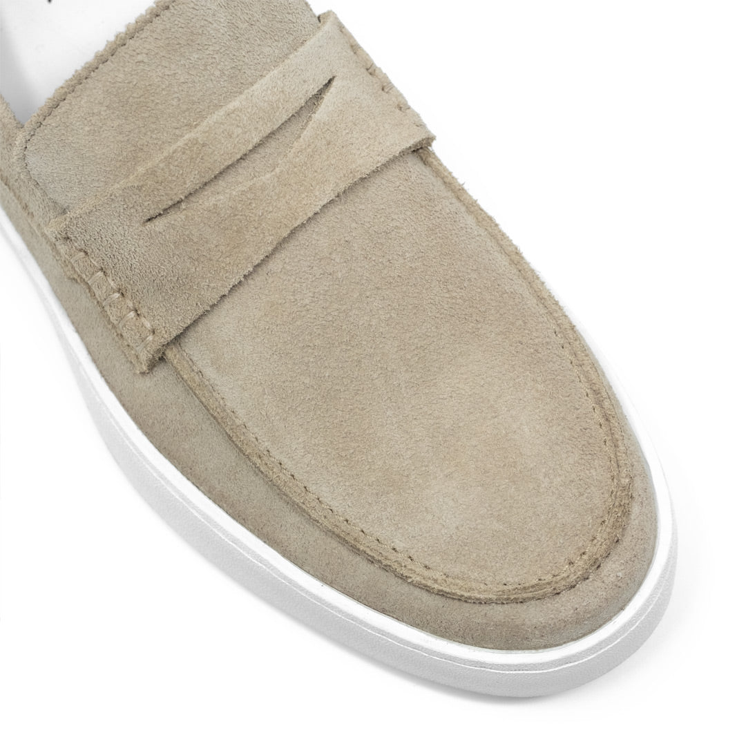 WALK London Mens Paolo Loafer Stone Suede Toe
