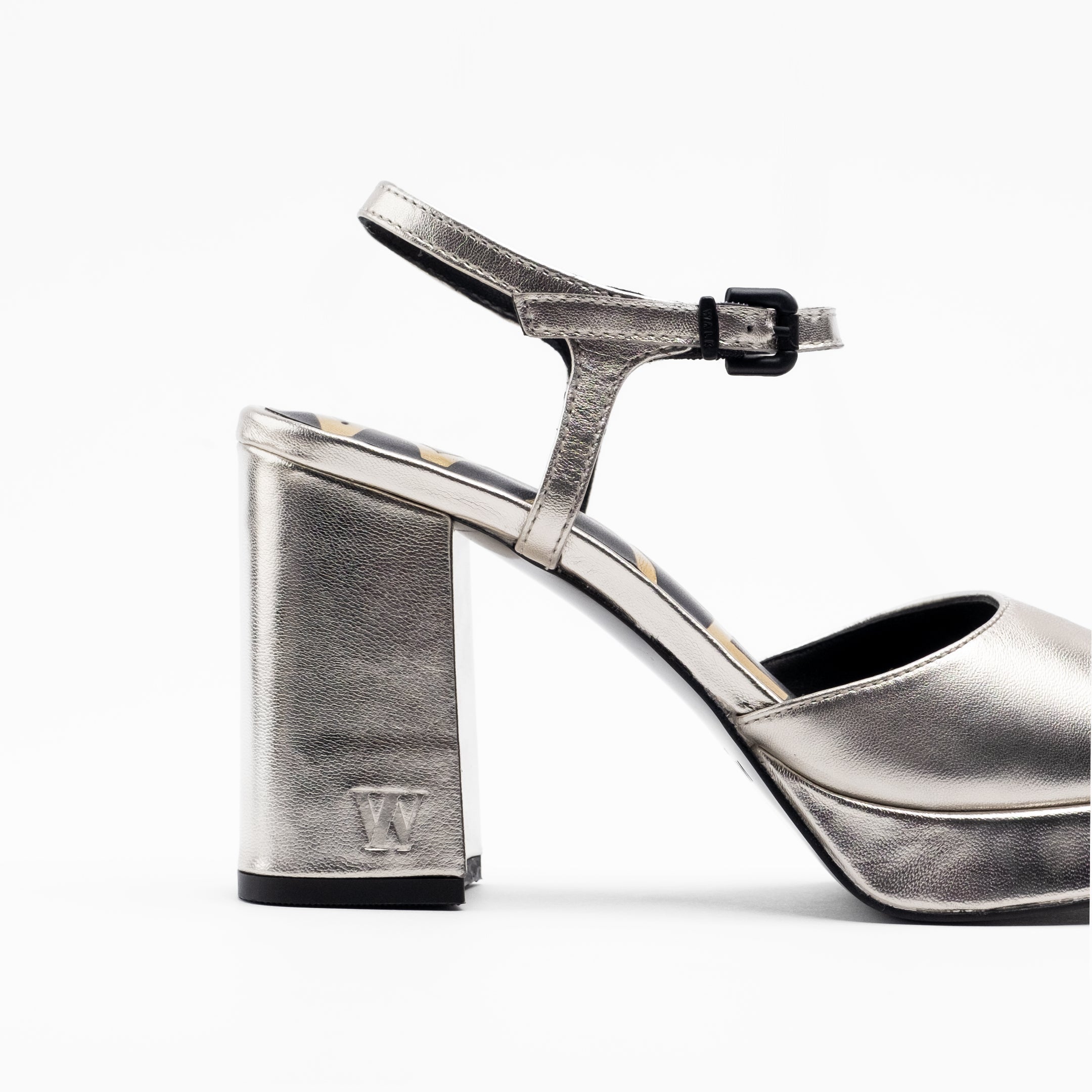 Walk London Women's Poppy Two Part Sandal in Silver Leather