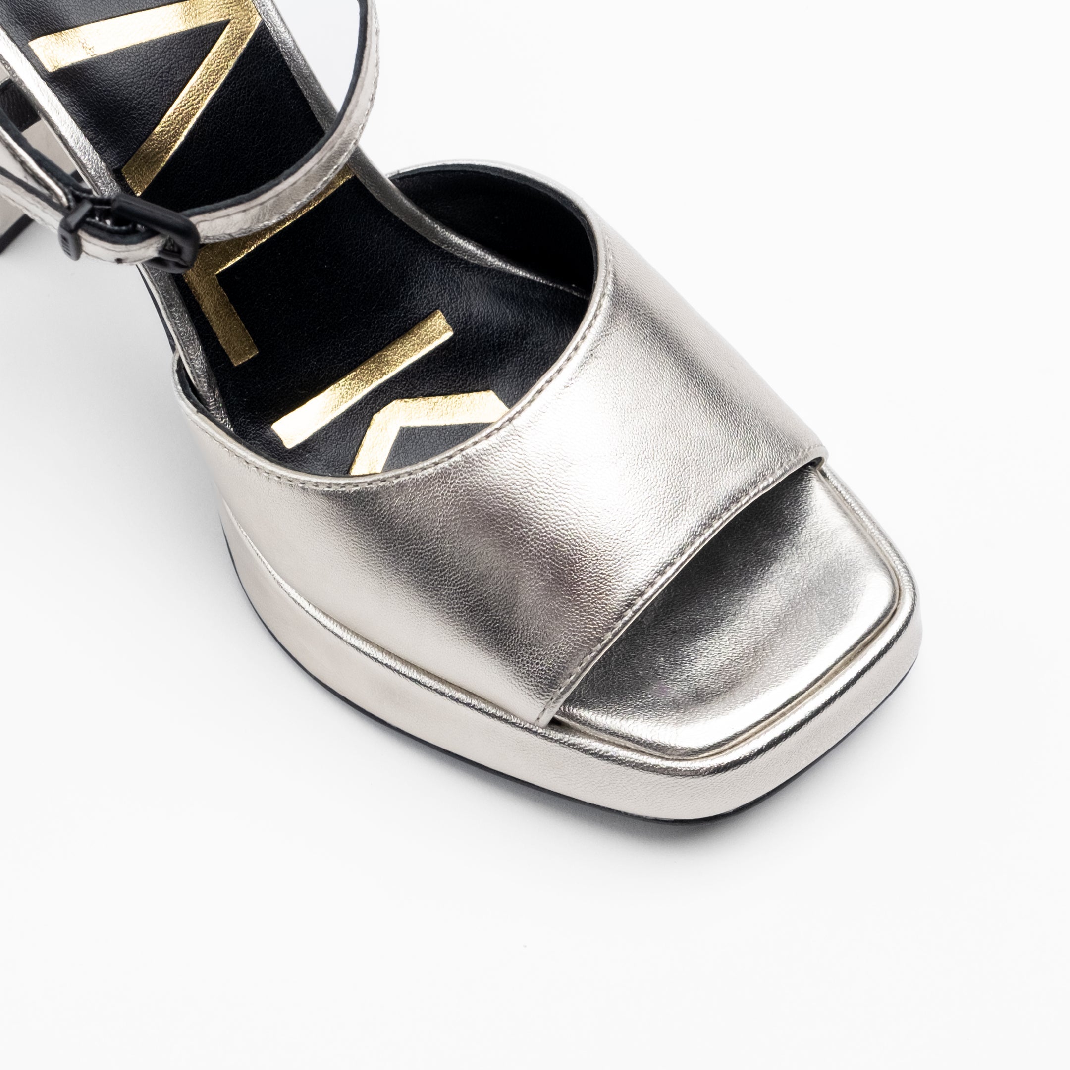 Walk London Women's Poppy Two Part Sandal in Silver Leather