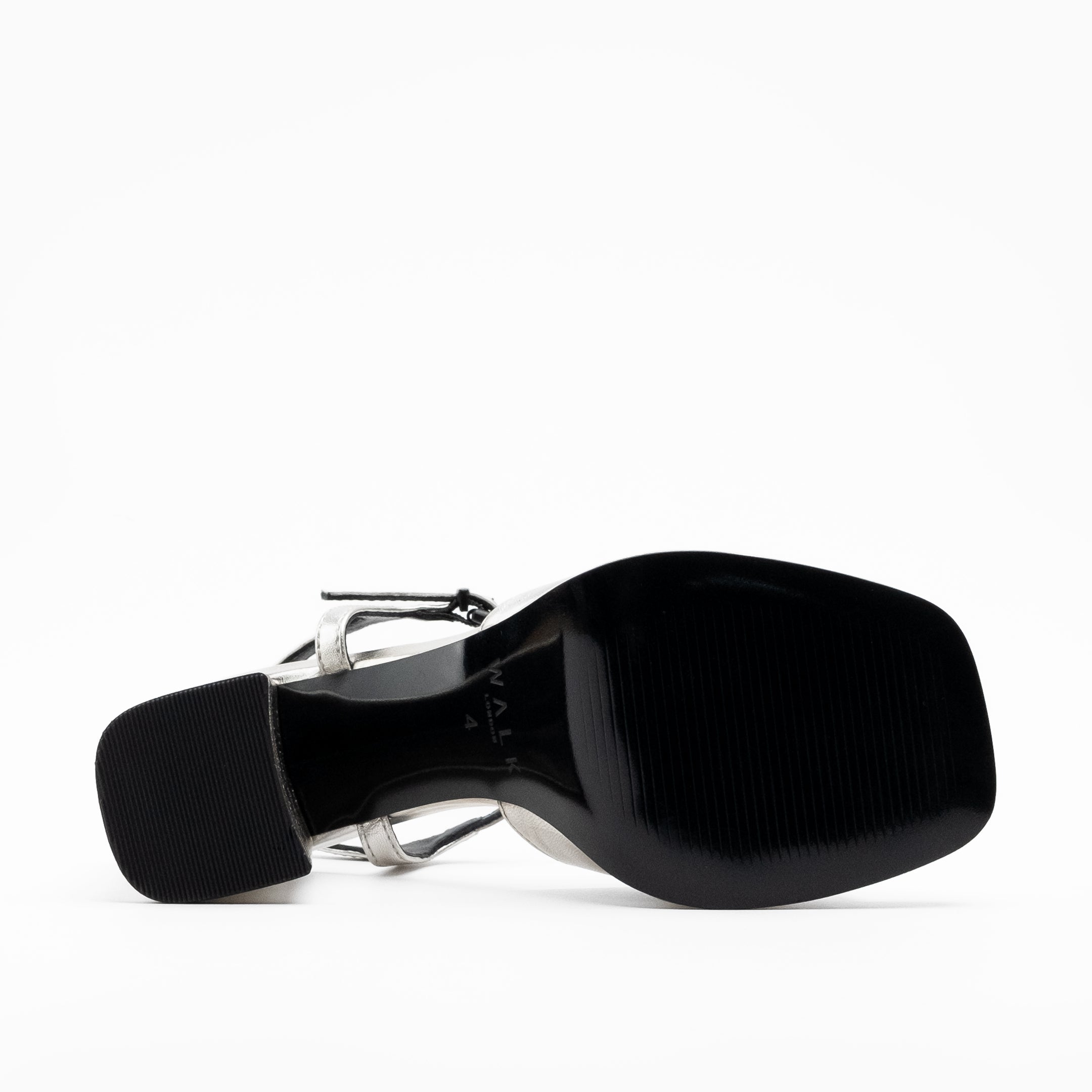 Walk London Women's Poppy Two Part Sandal in Silver Leather
