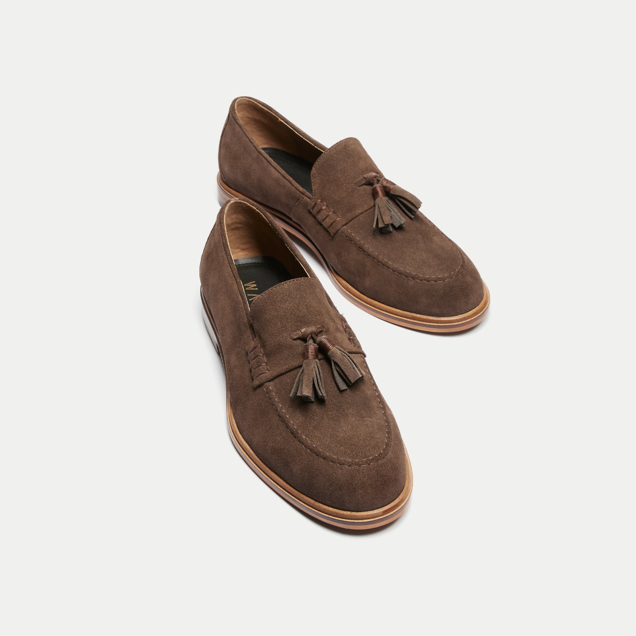 Walk London Mens Putney Tassel Loafer - Brown Suede