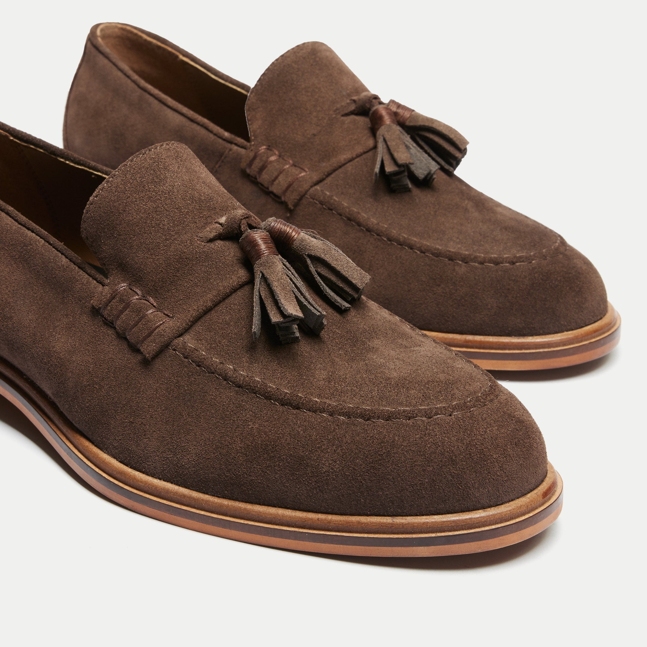 Walk London Mens Putney Tassel Loafer - Brown Suede