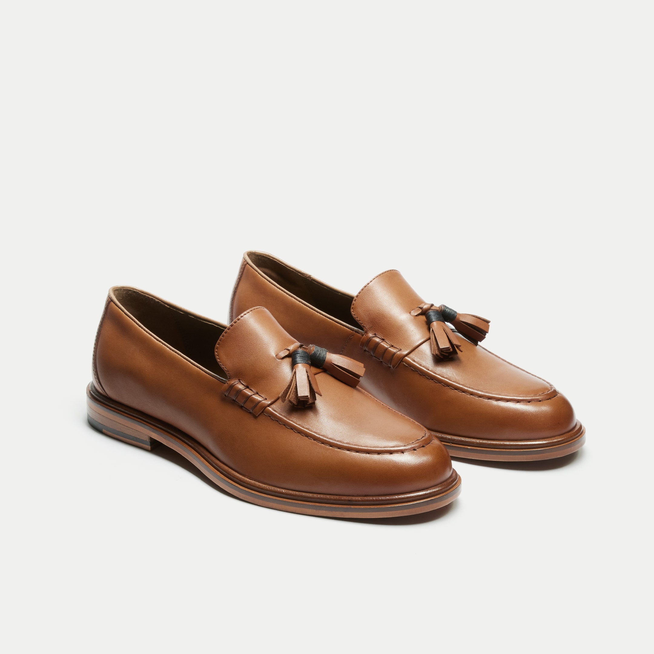 Walk London Mens Putney Tassel Loafer - Tan Leather