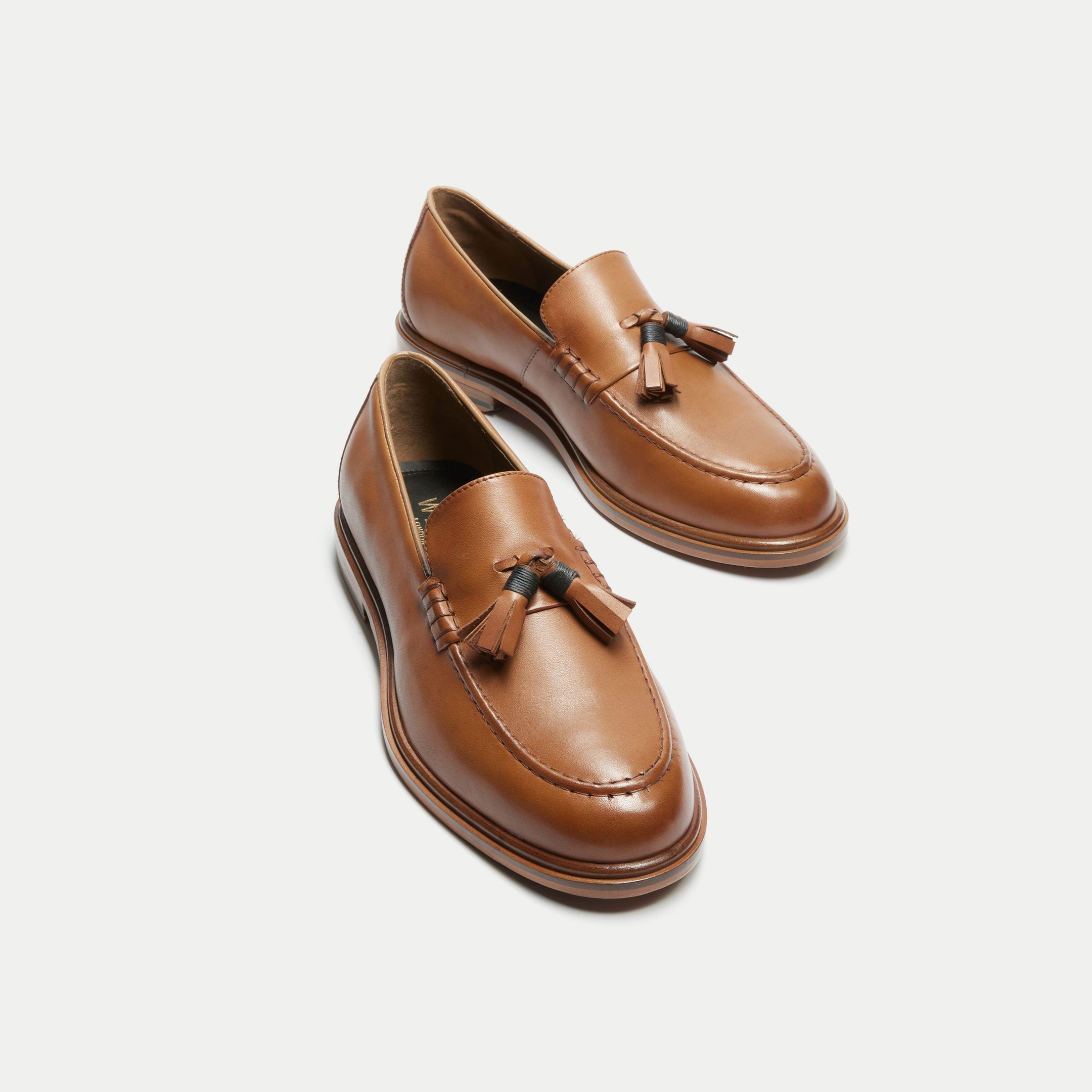 Walk London Mens Putney Tassel Loafer - Tan Leather