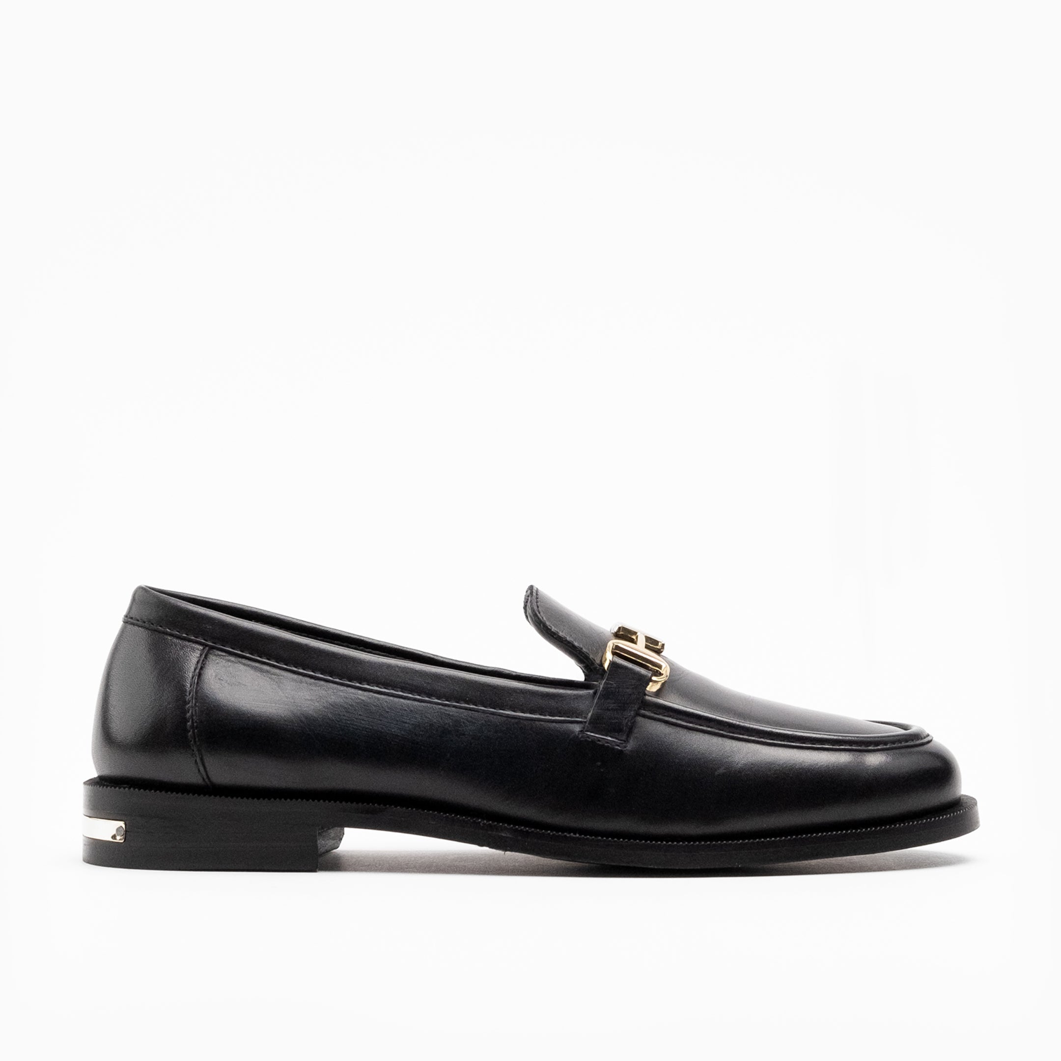 Walk London Women's Rhea Trim Loafer in Black Leather