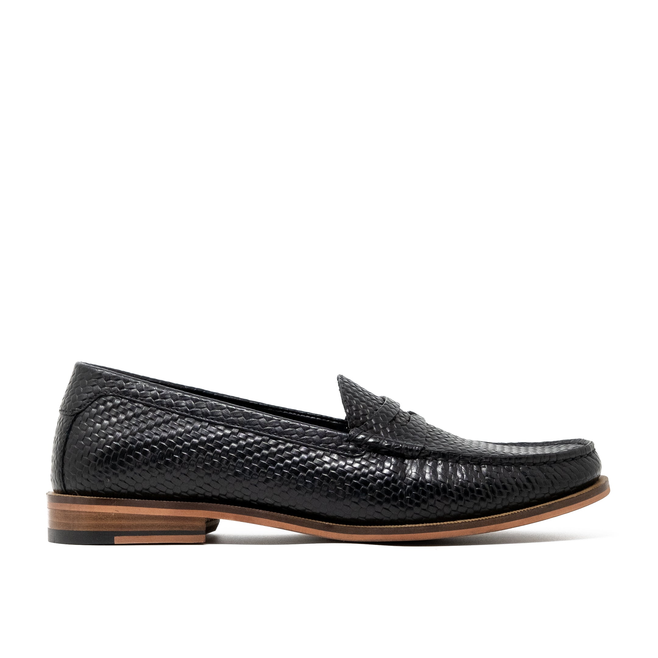 Walk London Riva Weave Loafer in Black Leather