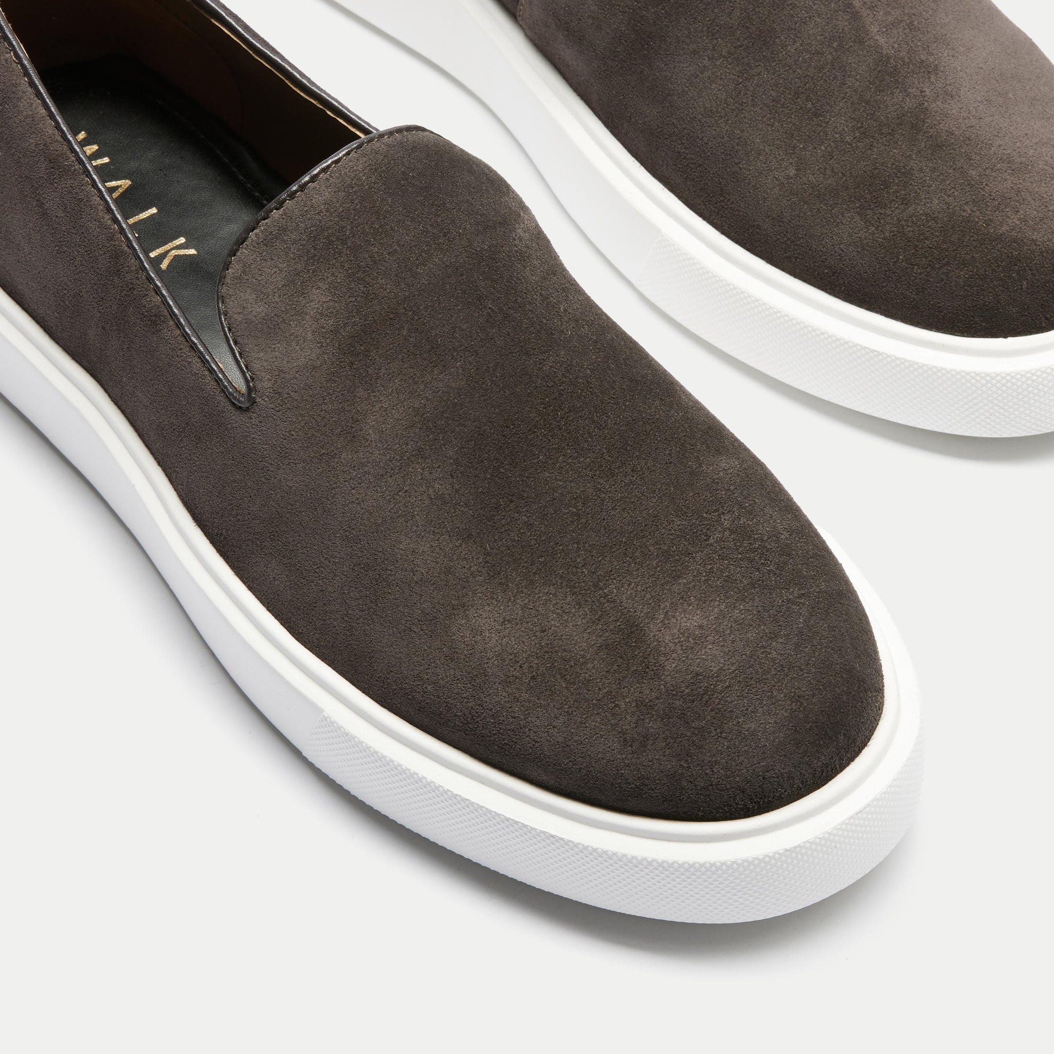 Walk London Mens Robbie Slip On in Brown Suede
