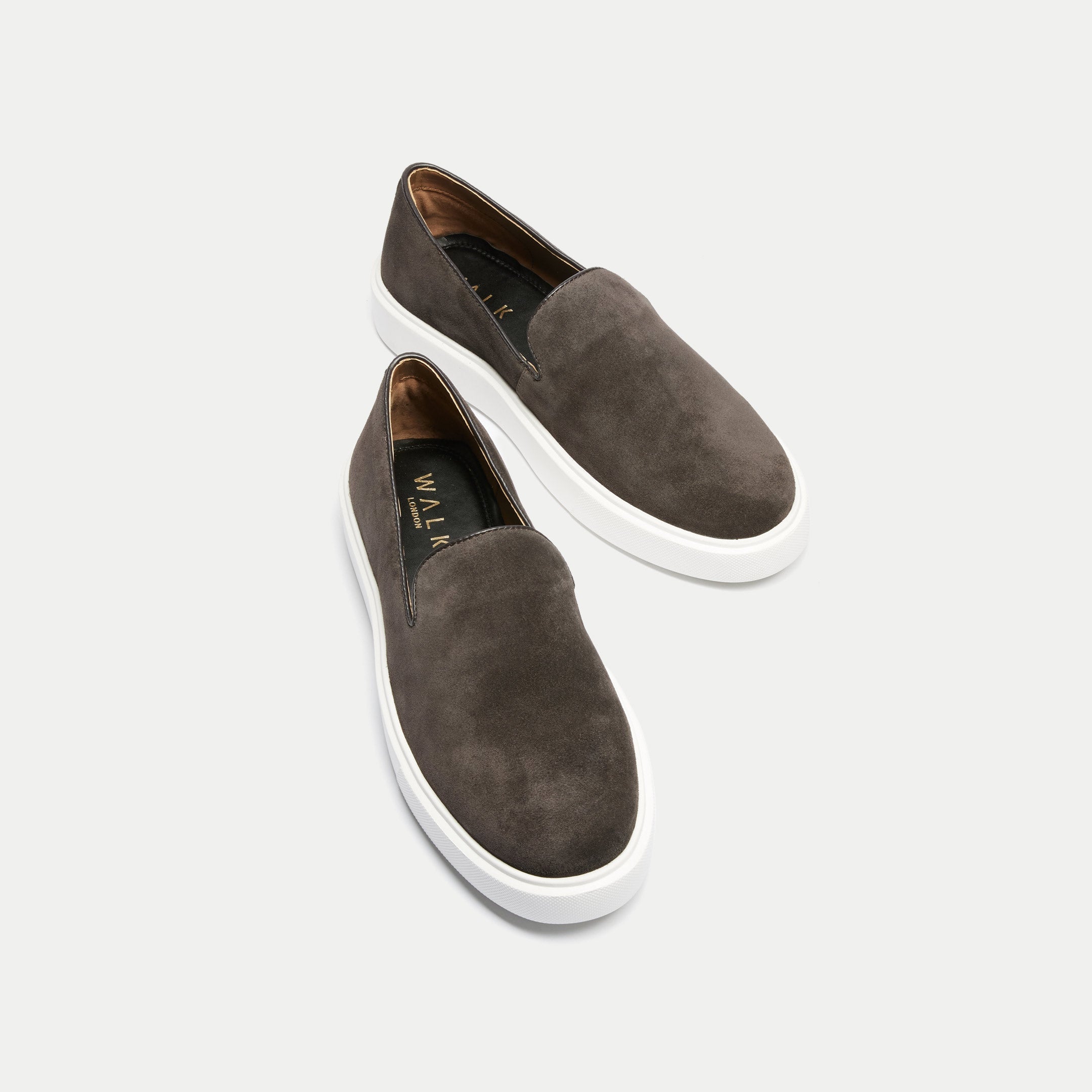 Walk London Mens Robbie Slip On in Brown Suede