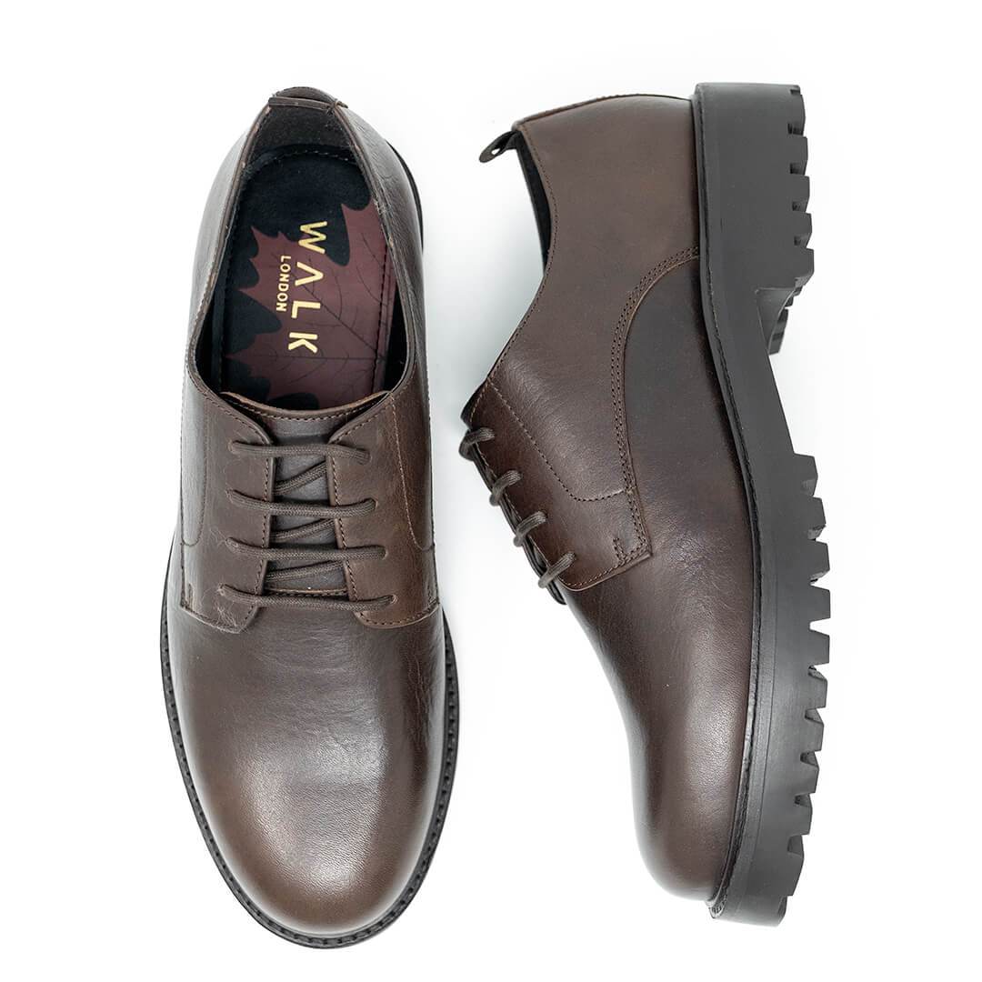 WALK London Sean Derby Shoe Brown Leather Double