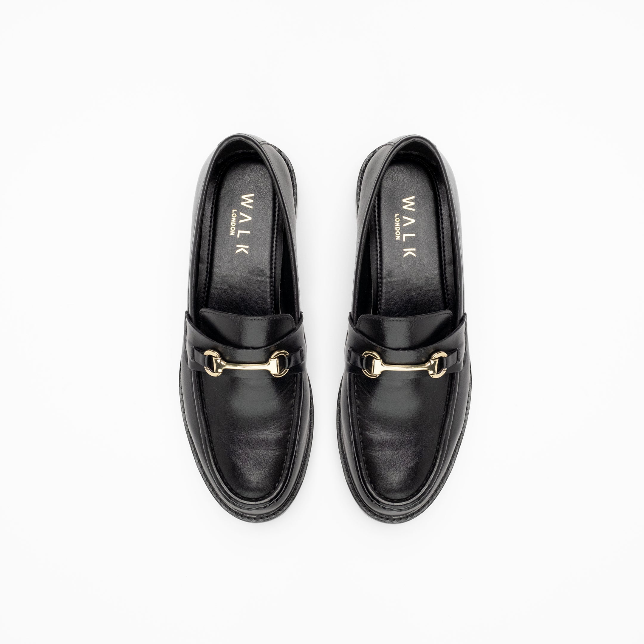 WALK London Sean Trim Loafer Black Leather