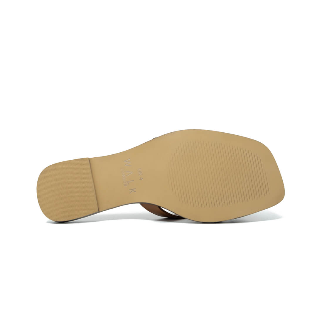 WALK London St. Tropez Round Trim Sandal Tan Leather