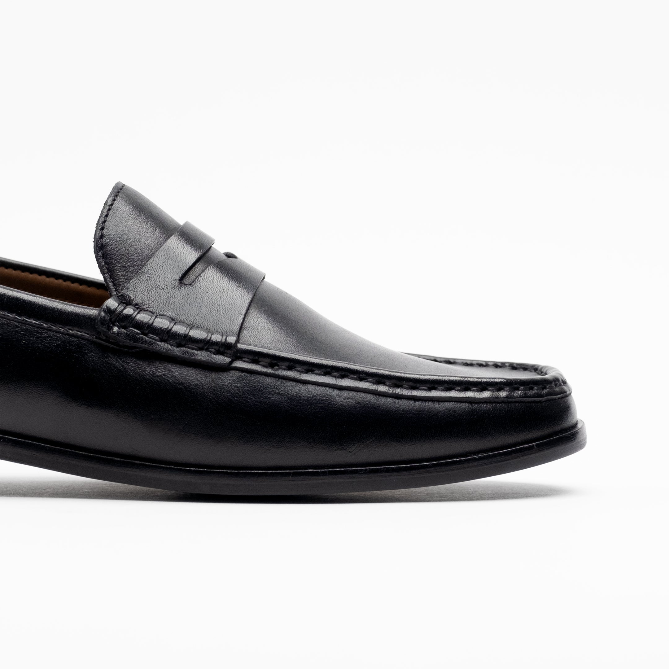Walk London Mens - Tino Saddle Loafer - Black Leather