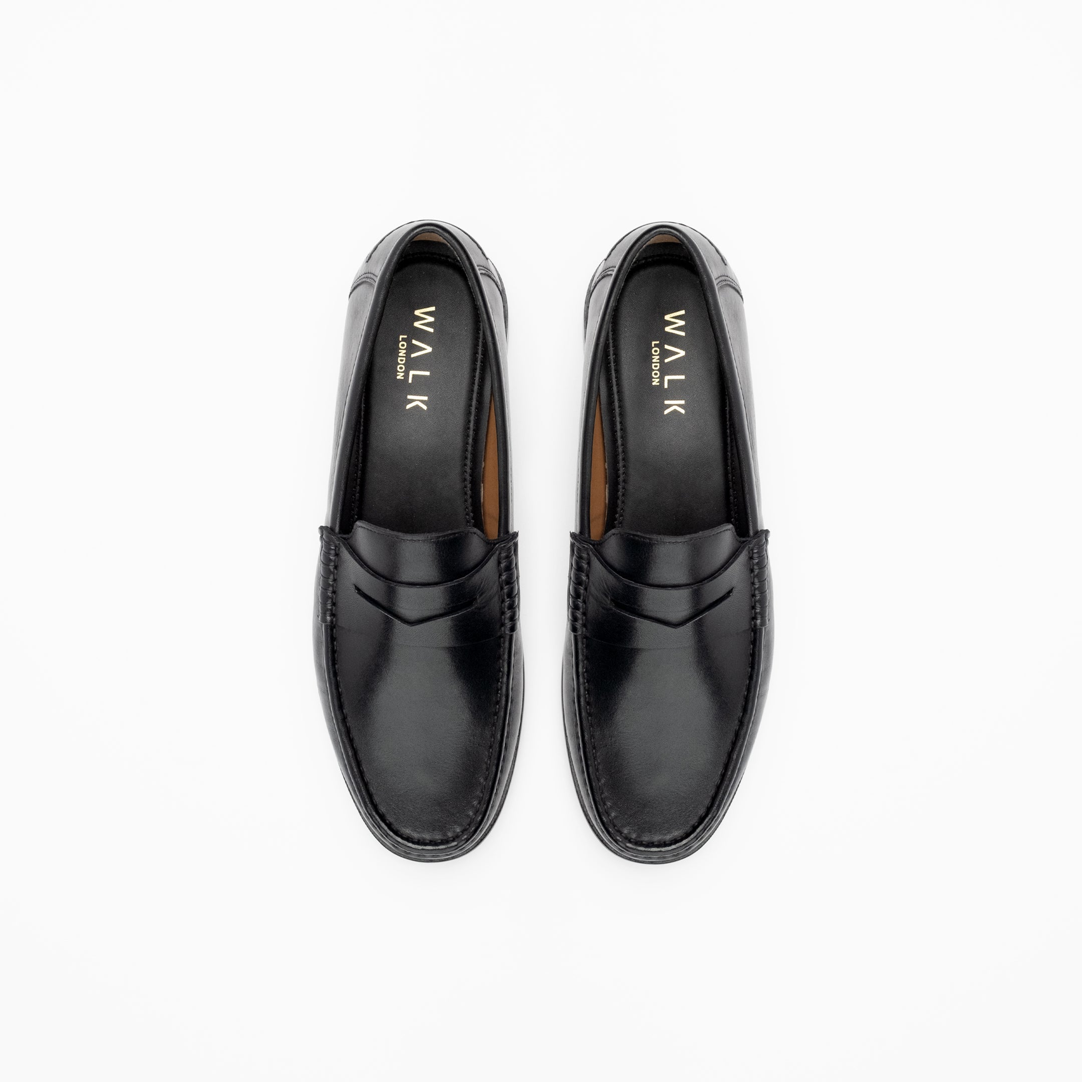 Walk London Mens - Tino Saddle Loafer - Black Leather