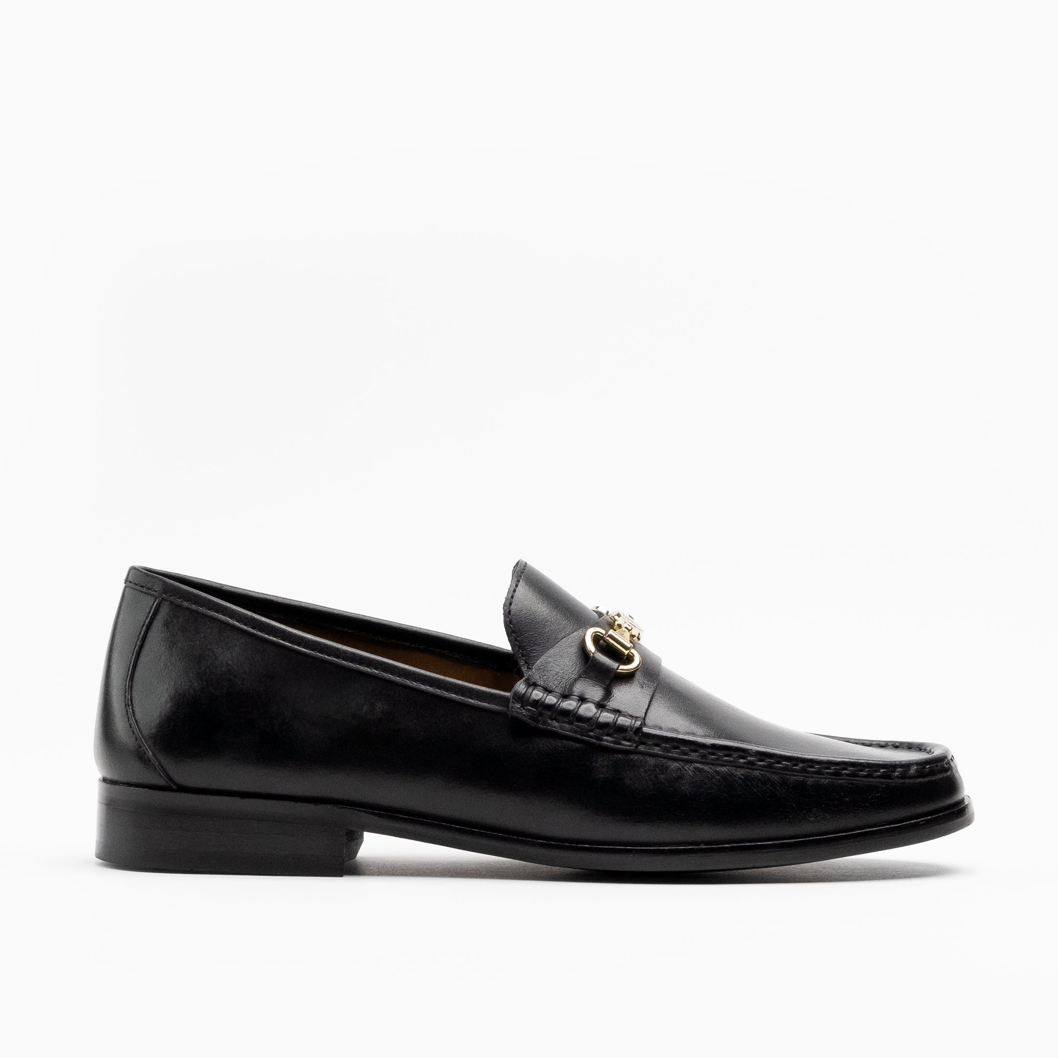 Walk London Mens - Tino Trim Loafer - Black Leather