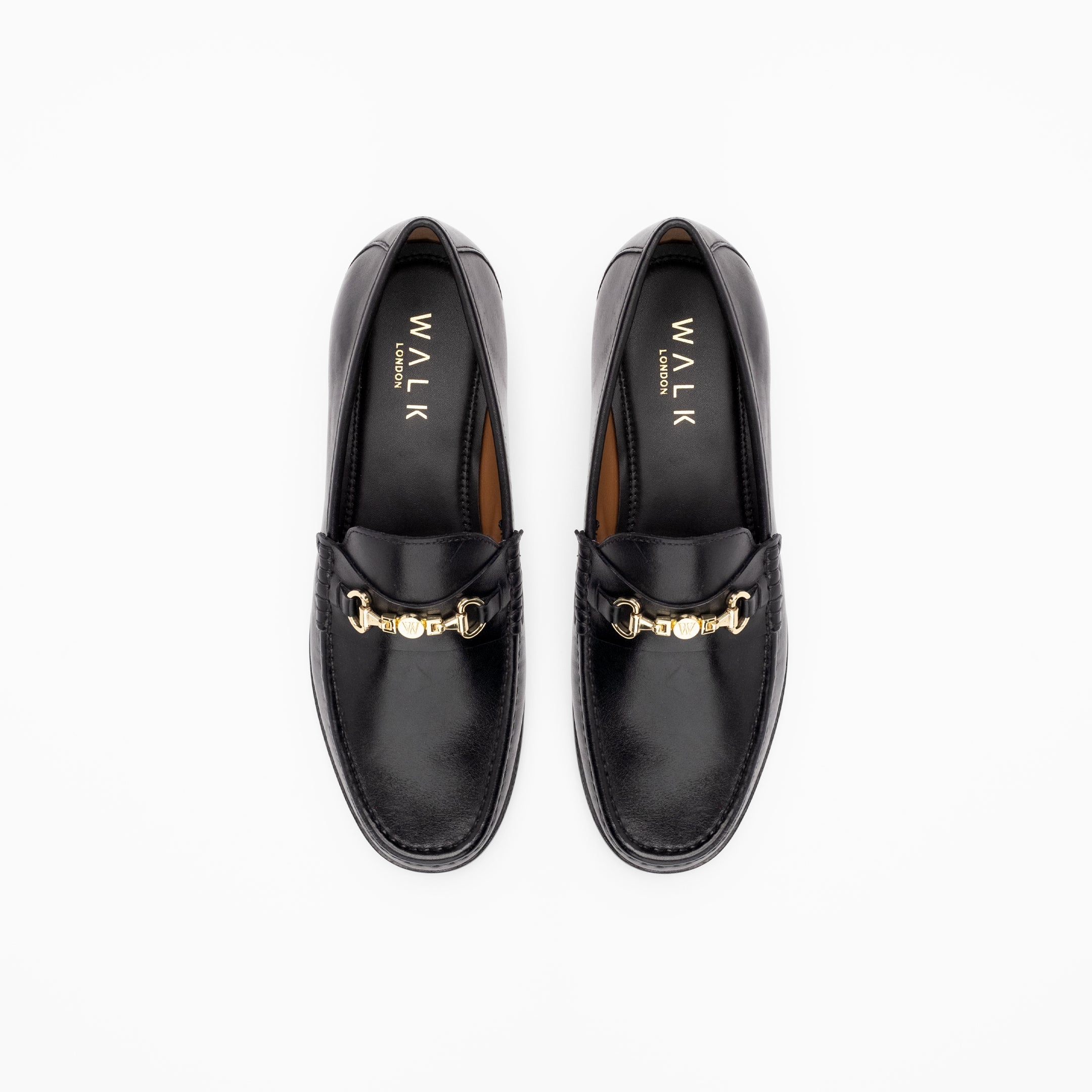 Walk London Mens - Tino Trim Loafer - Black Leather
