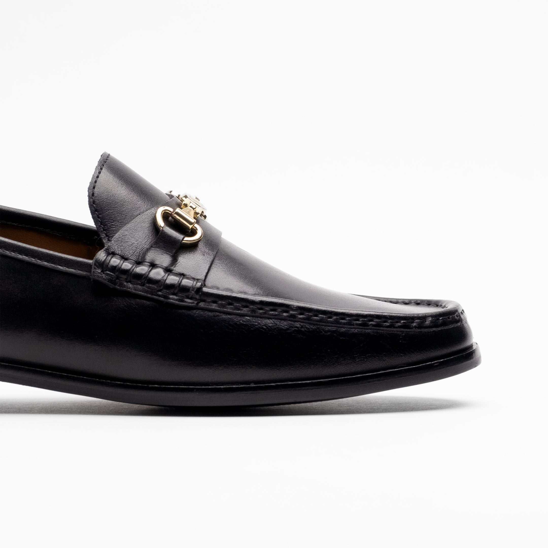 Walk London Mens - Tino Trim Loafer - Black Leather