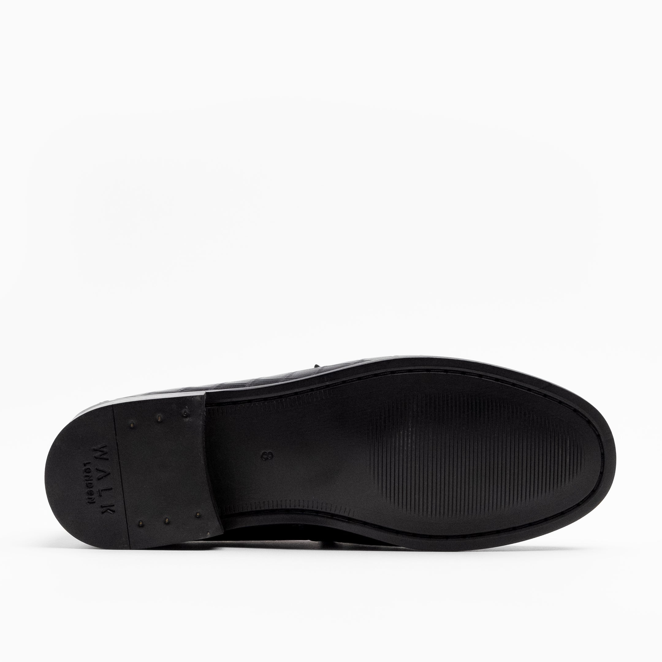 Walk London Mens - Tino Trim Loafer - Black Embossed Leather