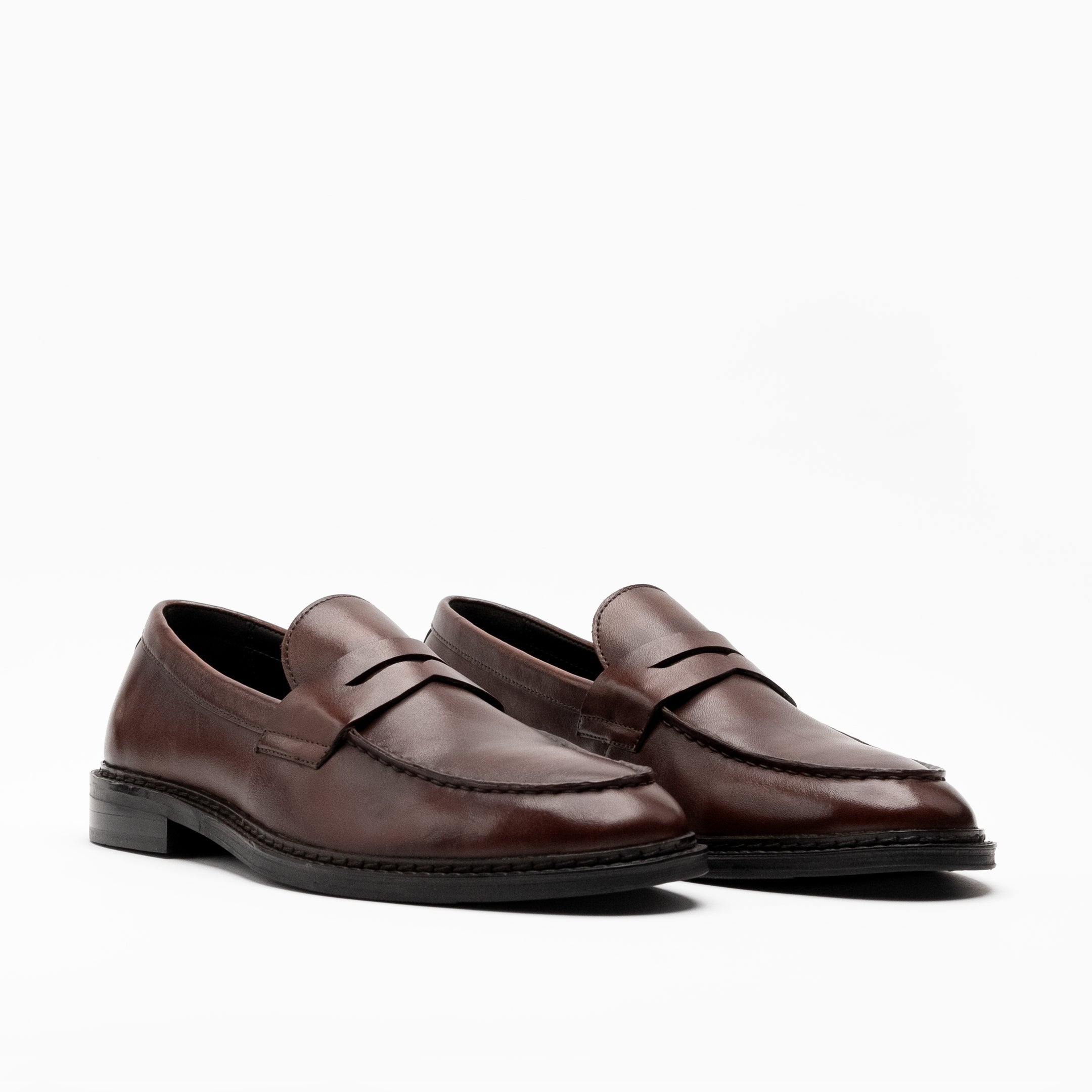 Walk London Mens Valentine Saddle Loafer in Brown Leather