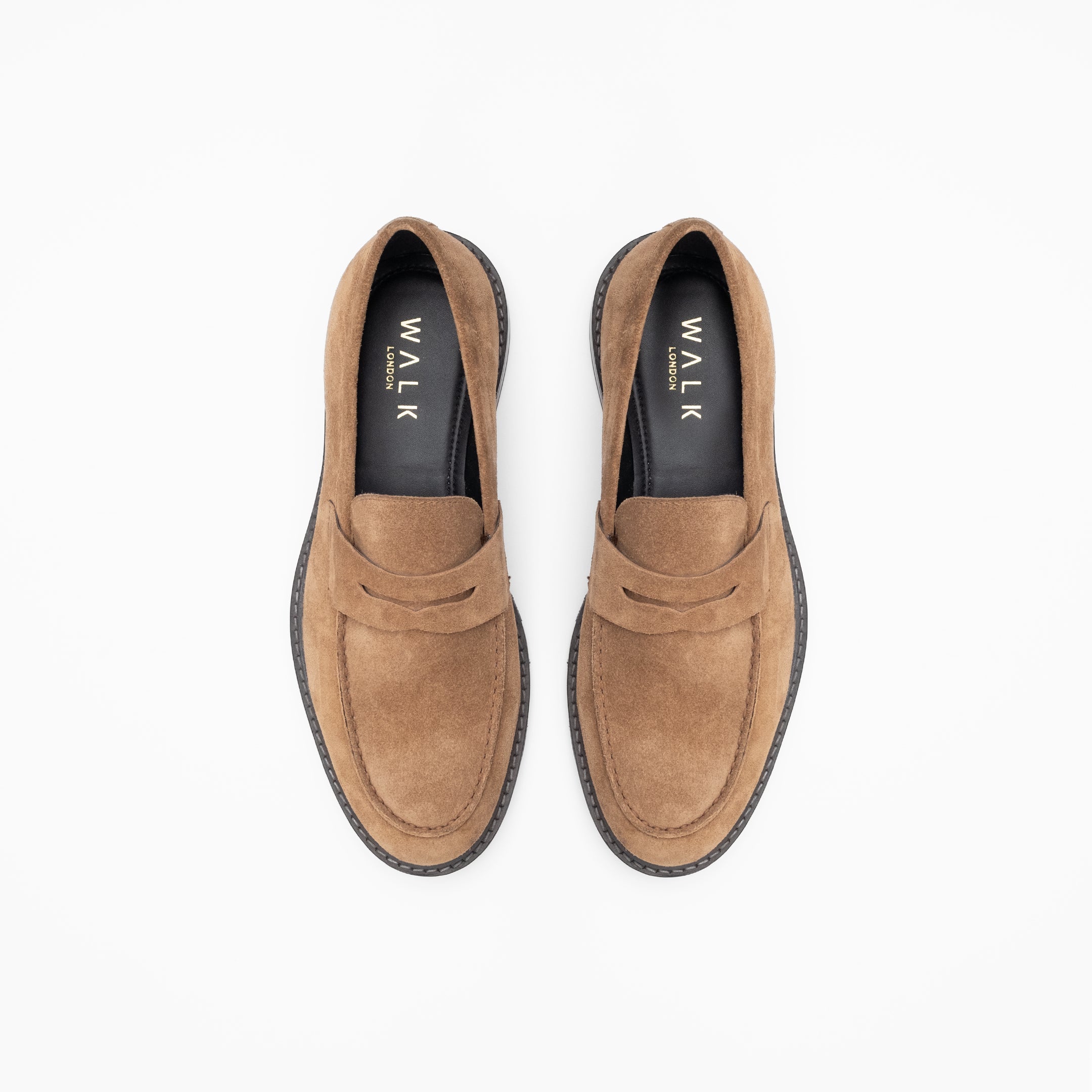Walk London Mens - Valentine Saddle Loafer - Tan Suede