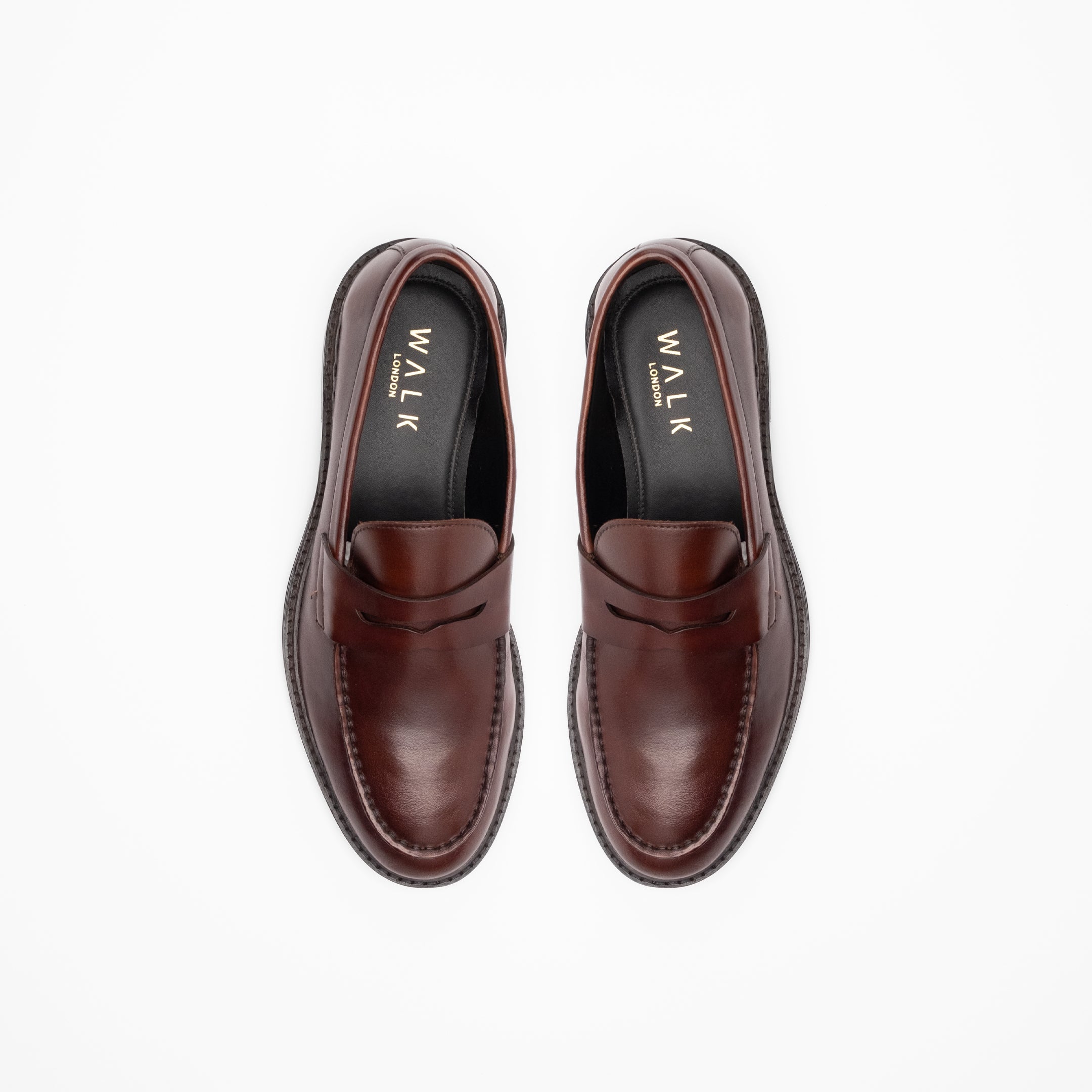 Walk London Mens Valentine Saddle Loafer in Brown Leather