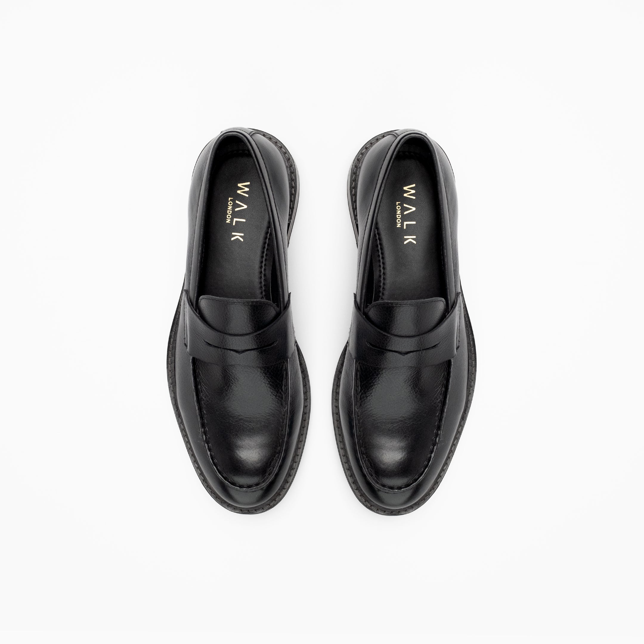 Walk London Mens - Valentine Saddle Loafer - Black Grain Leather