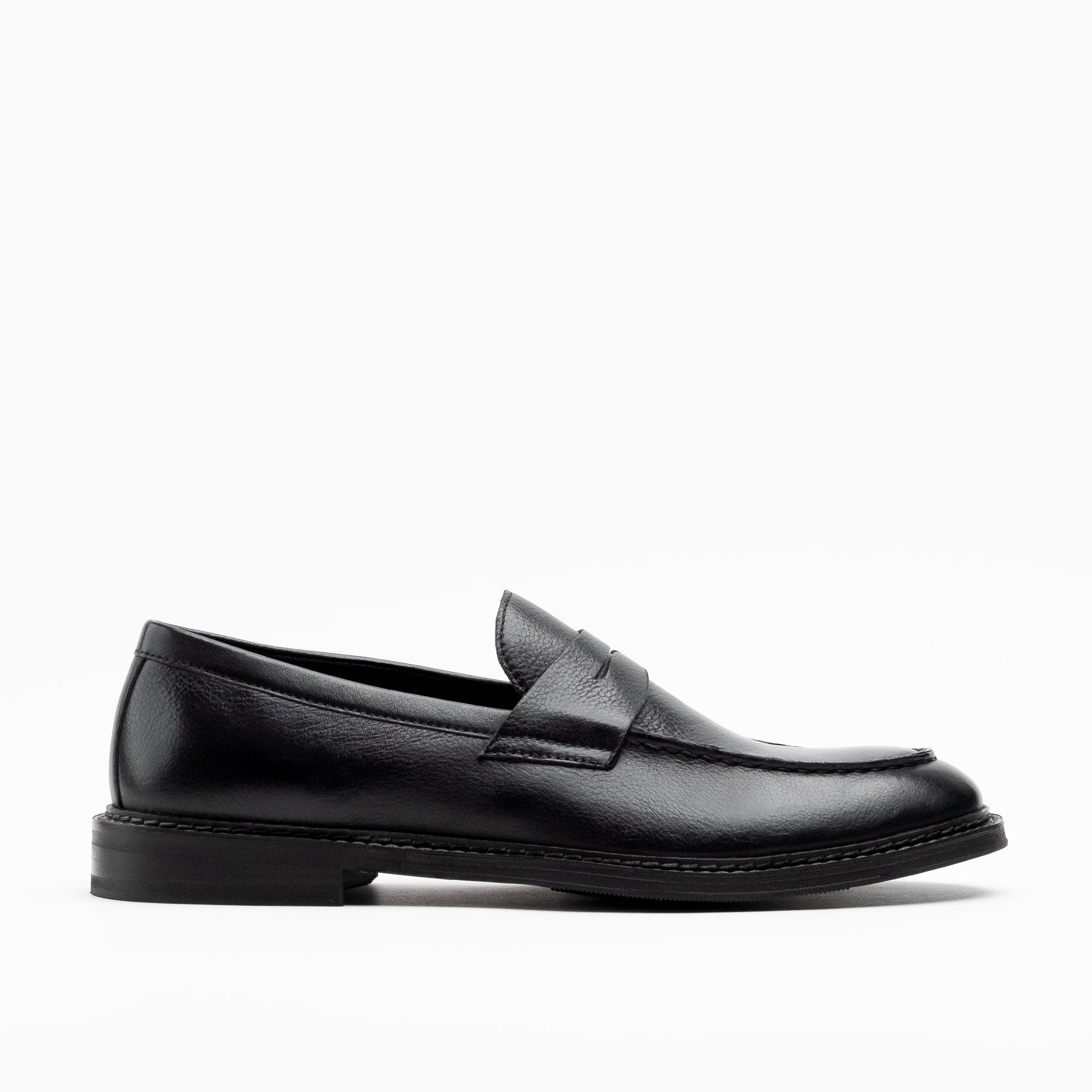 Walk London Mens - Valentine Saddle Loafer - Black Grain Leather