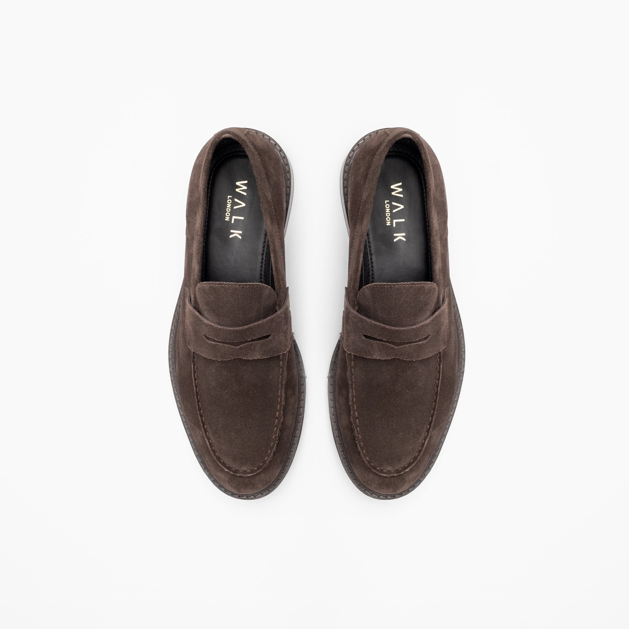 Walk London Mens - Valentine Saddle Loafer - Brown Suede