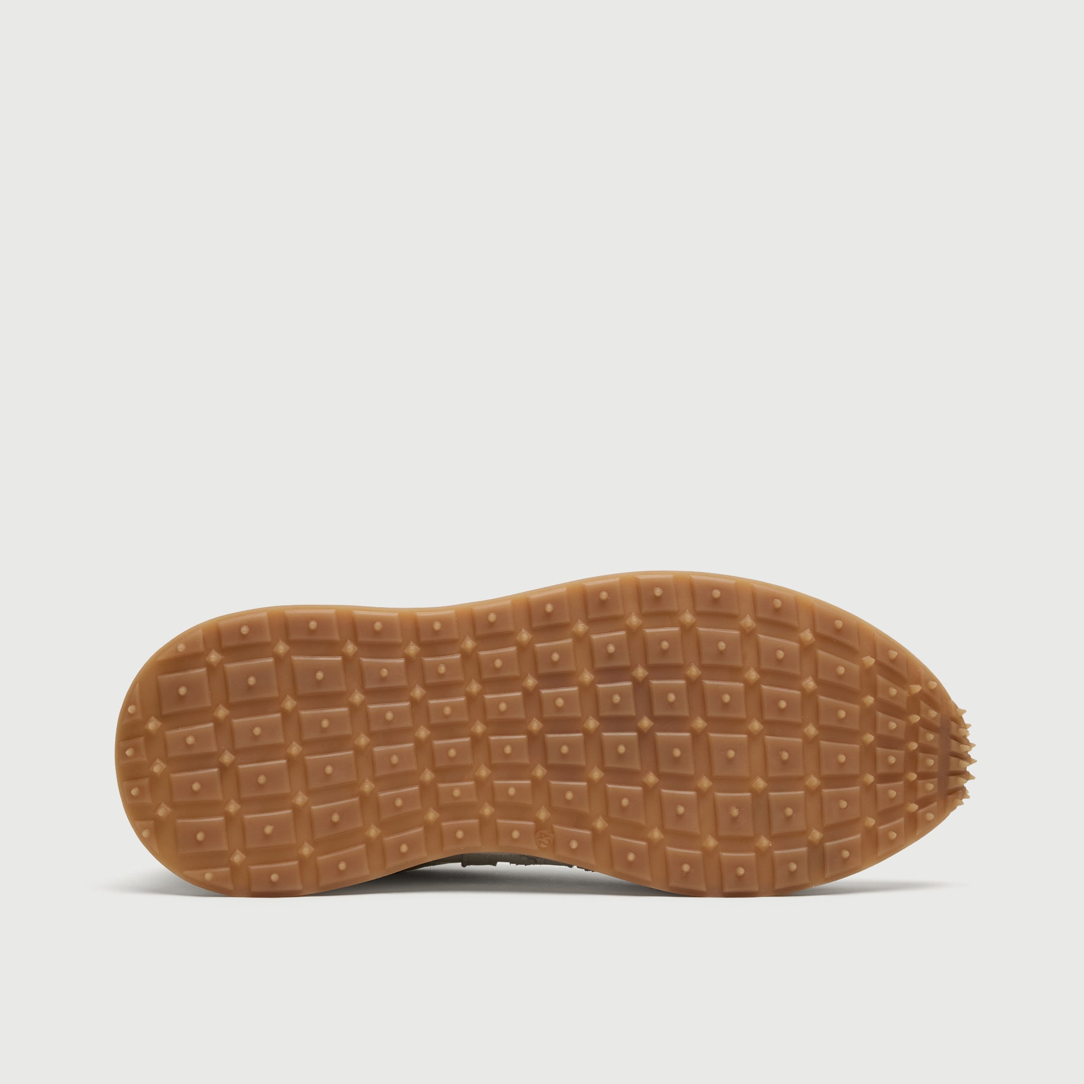 Walk London Chiswick white leather trainer sole view showing grip tan rubber 