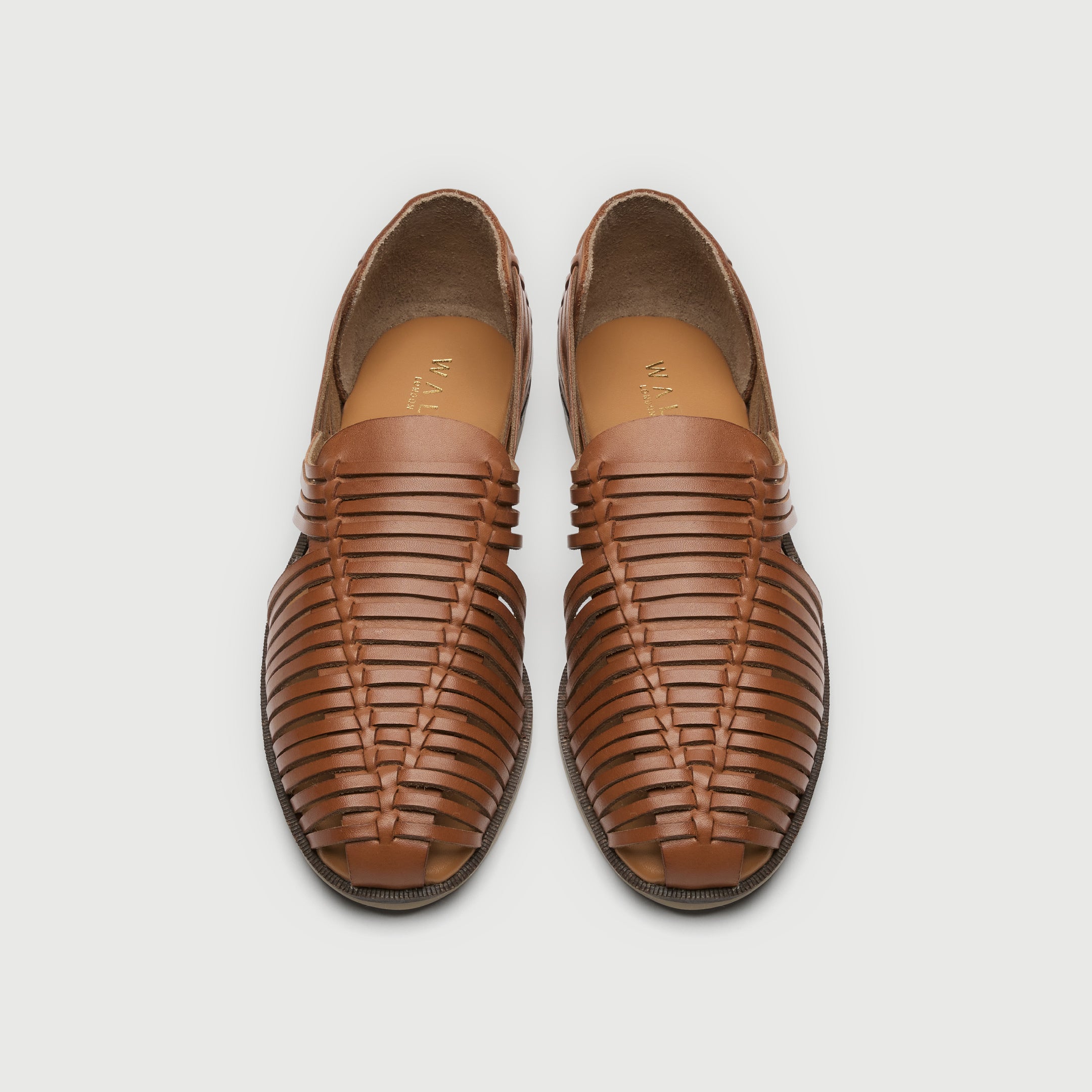 Walk London Mens Harry Weave Slip On in Tan Leather