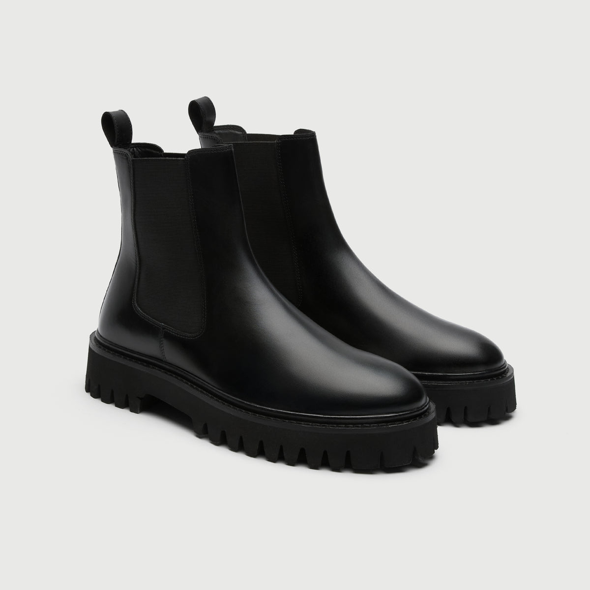 Walk London Hopper Black Leather Chelsea Boots three quarter view