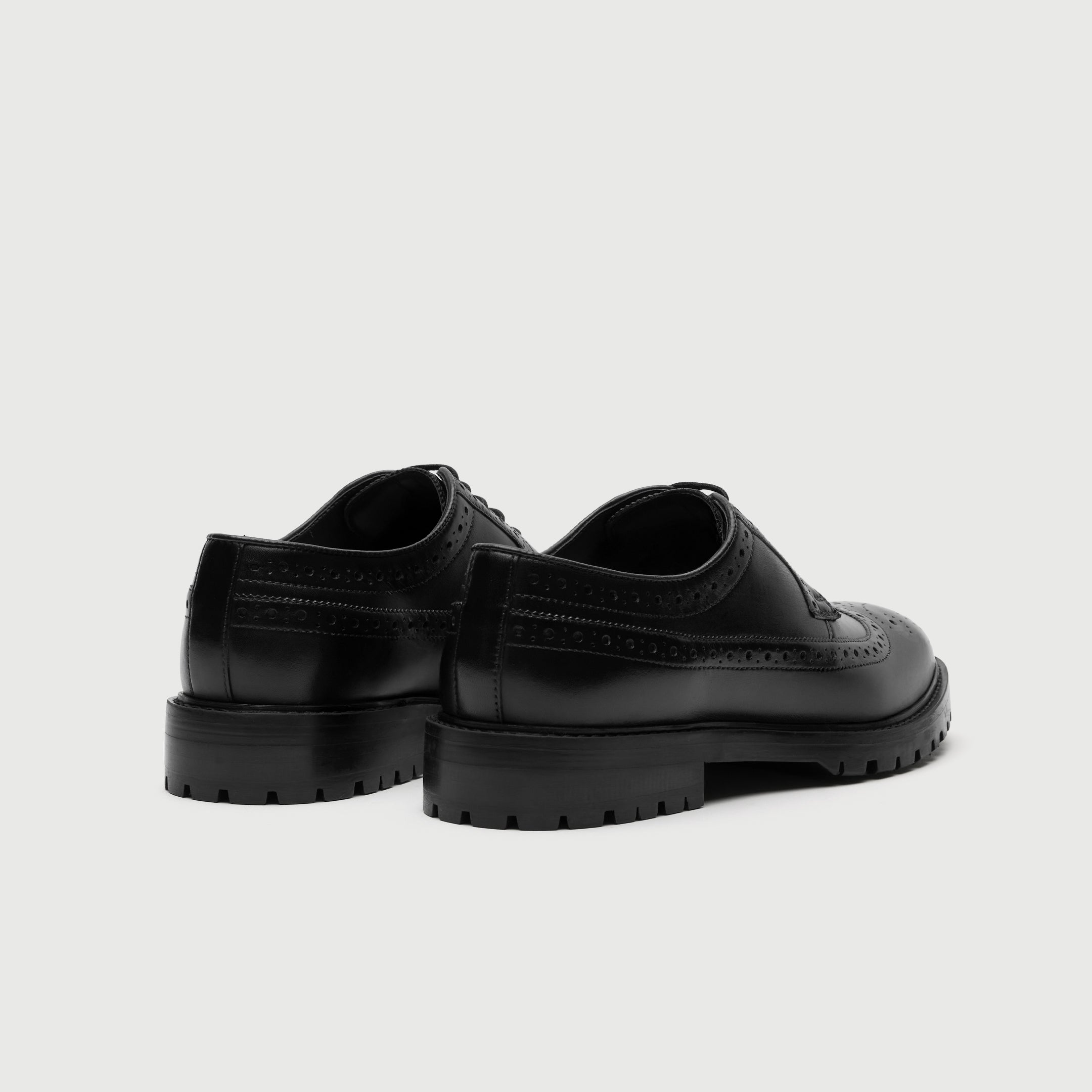 WALK London Mens James Brogue in Black Leather